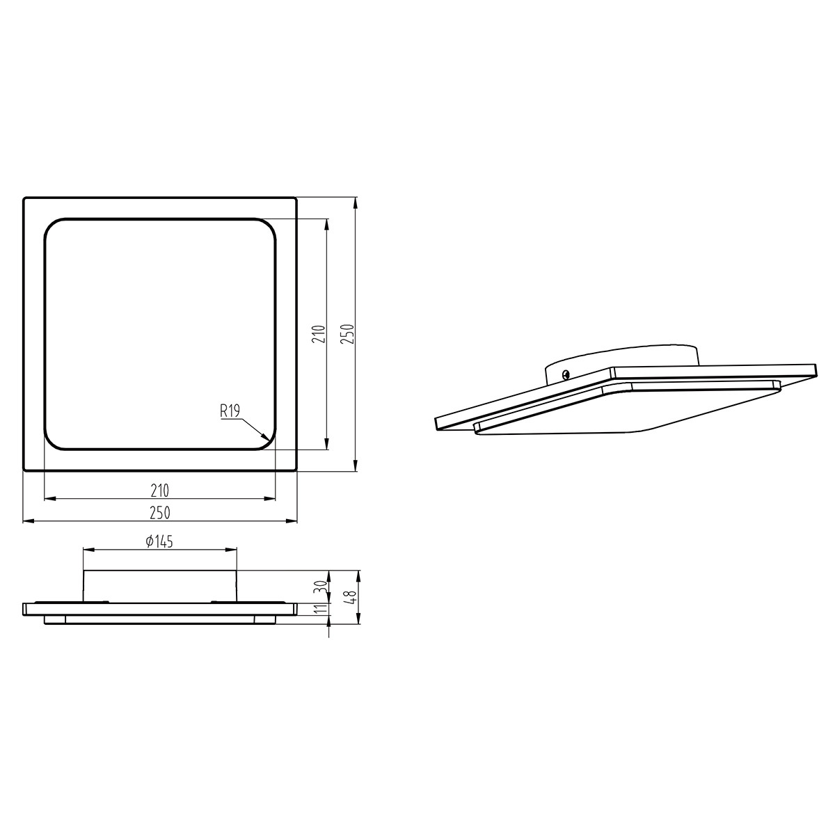 LED Deckenleuchte - Trion Tovery - Aufbau Quadratisch 18W - Wasserdicht IP54 - Warmweiß 3000K - Mattschwarz - Aluminium