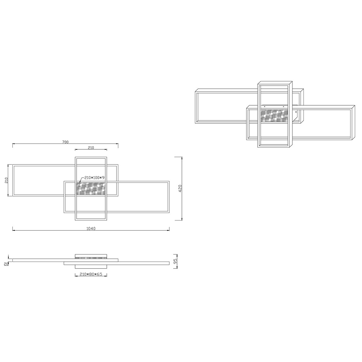 LED Deckenleuchte - Trion Tucino - 35W - Warmweiß 3000K - Dimmbar - Rechteckig - Mattschwarz - Aluminium