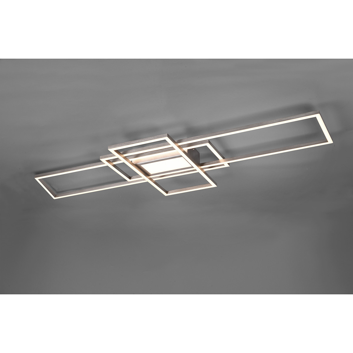 LED Deckenleuchte - Trion Urano - 60W - Einstellbare Farbe - Fernbedienung - Dimmbar - Rechteckig - Matt Nickel - Aluminium