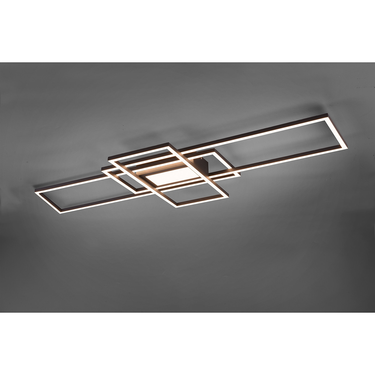 LED Deckenleuchte - Trion Urano - 60W - Einstellbare Farbe - Fernbedienung - Dimmbar - Rechteckig - Matt Schwarz - Aluminium