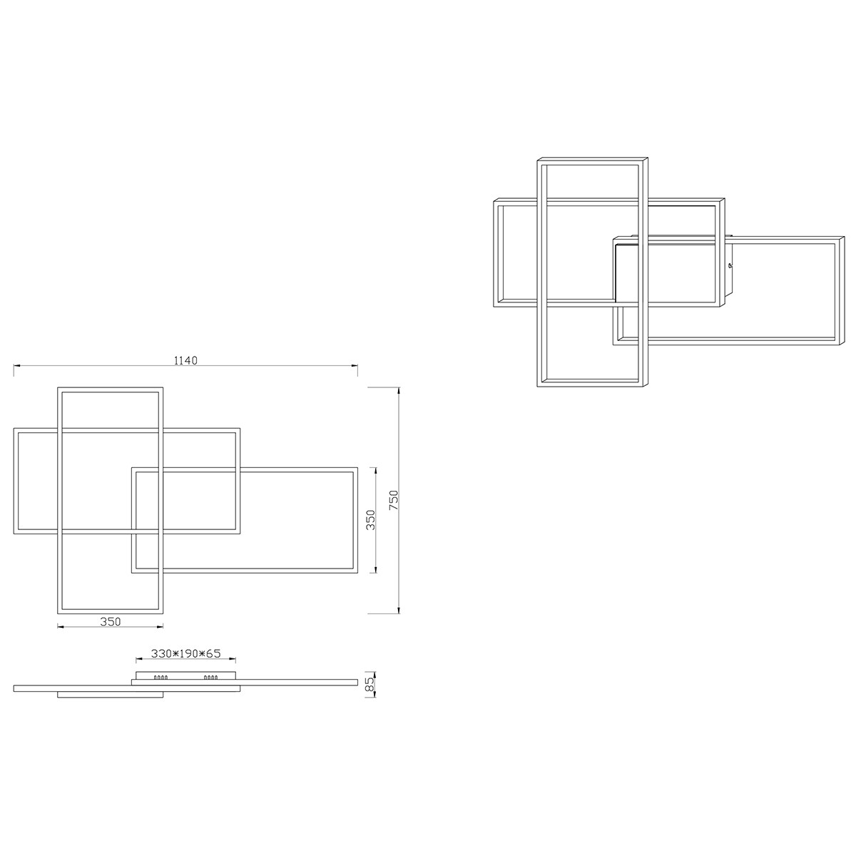 LED Deckenleuchte WiZ - Smart LED - Deckenbeleuchtung - Trion Tiagi - 40W - Anpassbare Lichtfarbe - RGBW - Rechteckig - Mattschwarz - Aluminium