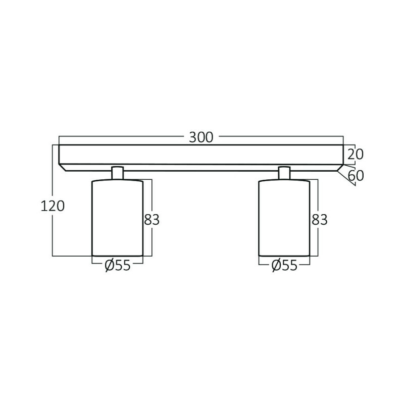 LED Deckenstrahler - Brinton Betin - GU10 Fassung - 2-flammig - Rund - Matt Schwarz - Schwenkbar - Aluminium - Philips - CorePro 830 36D - 7W - Warmweiß 3000K