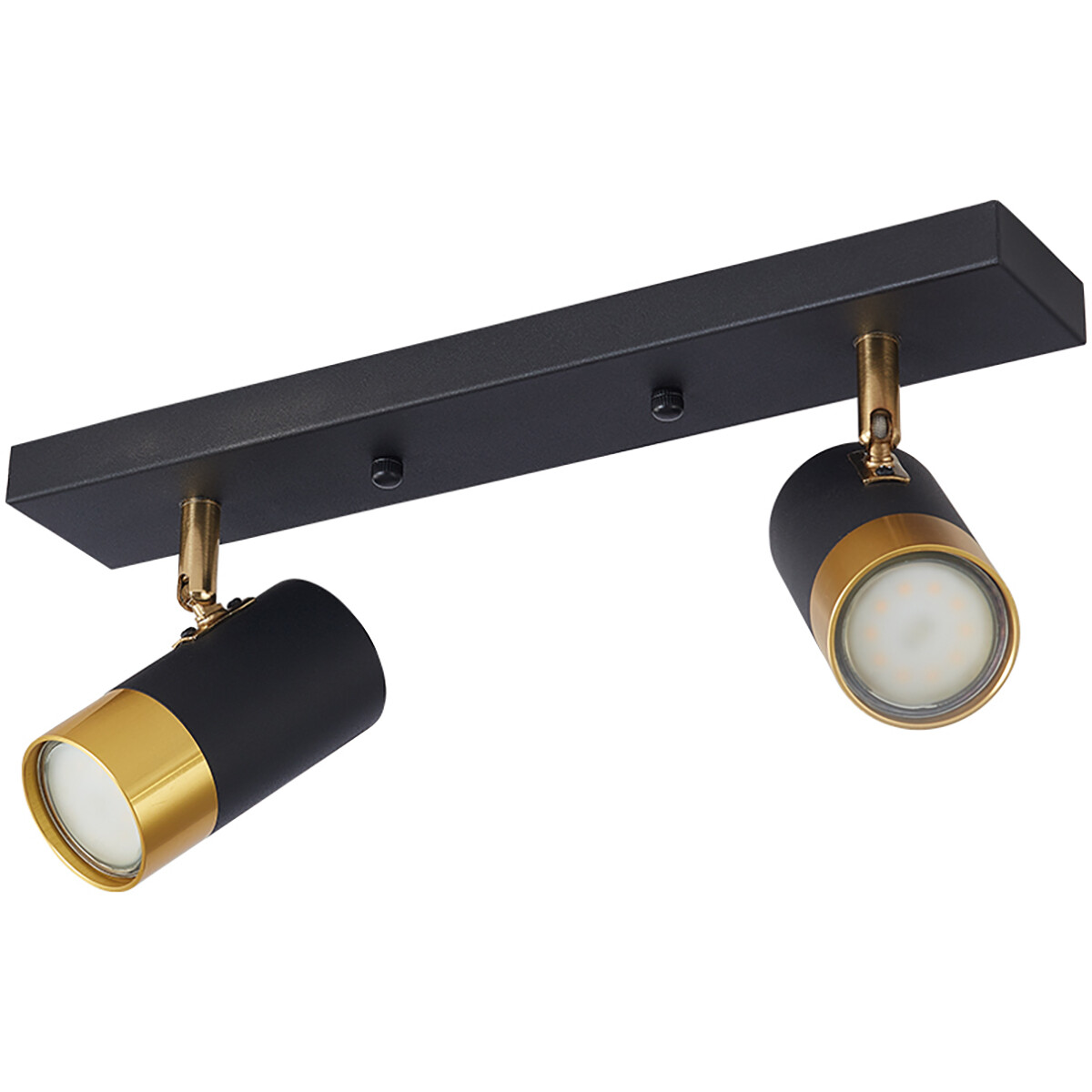 LED-Deckenstrahler - Brinton Tronta - GU10 Fassung - 2-flammig - Schwenkbar - Rund/Rechteckig - Schwarz/Gold