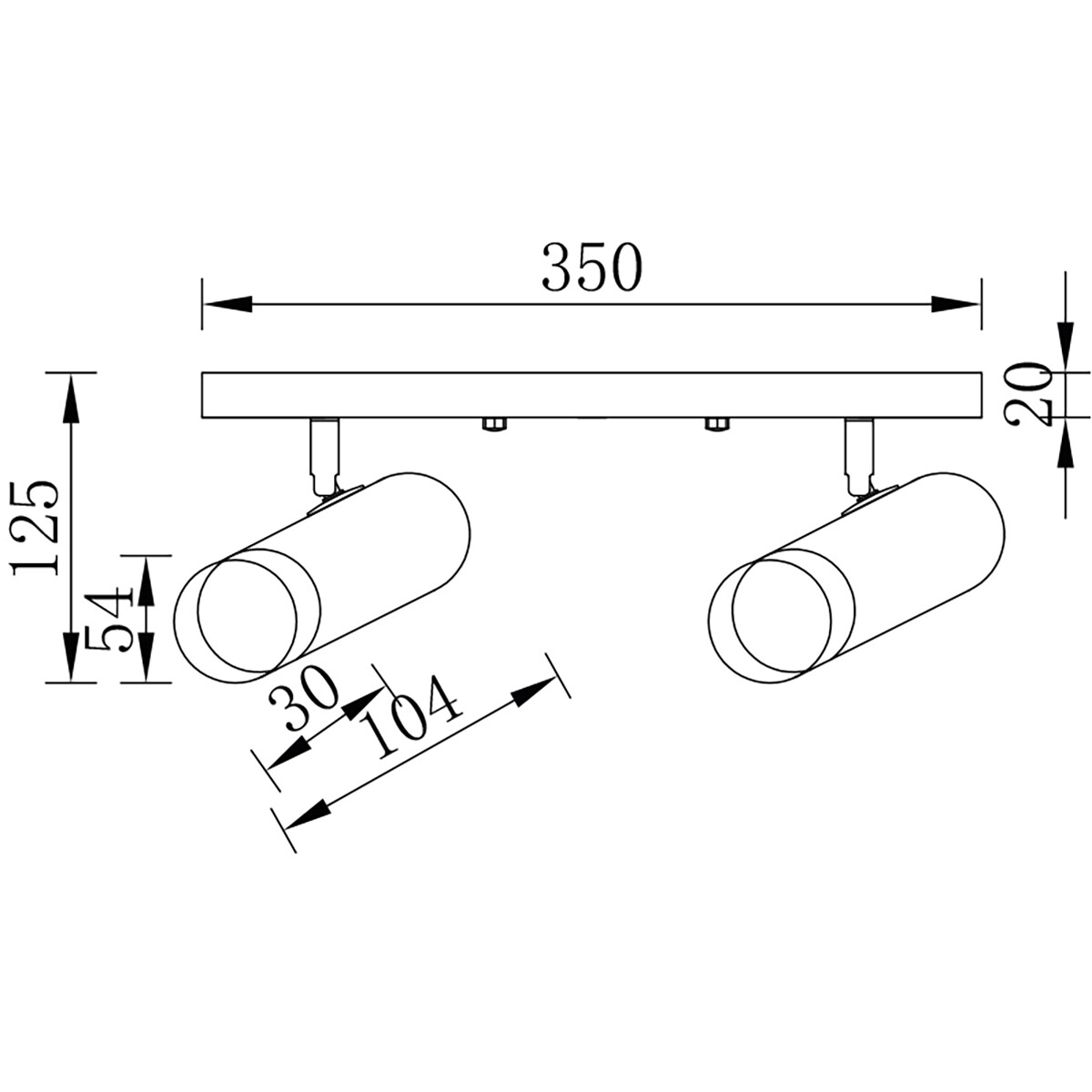 LED-Deckenstrahler - Brinton Tronta - GU10 Fassung - 2-flammig - Schwenkbar - Rund/Rechteckig - Schwarz/Gold