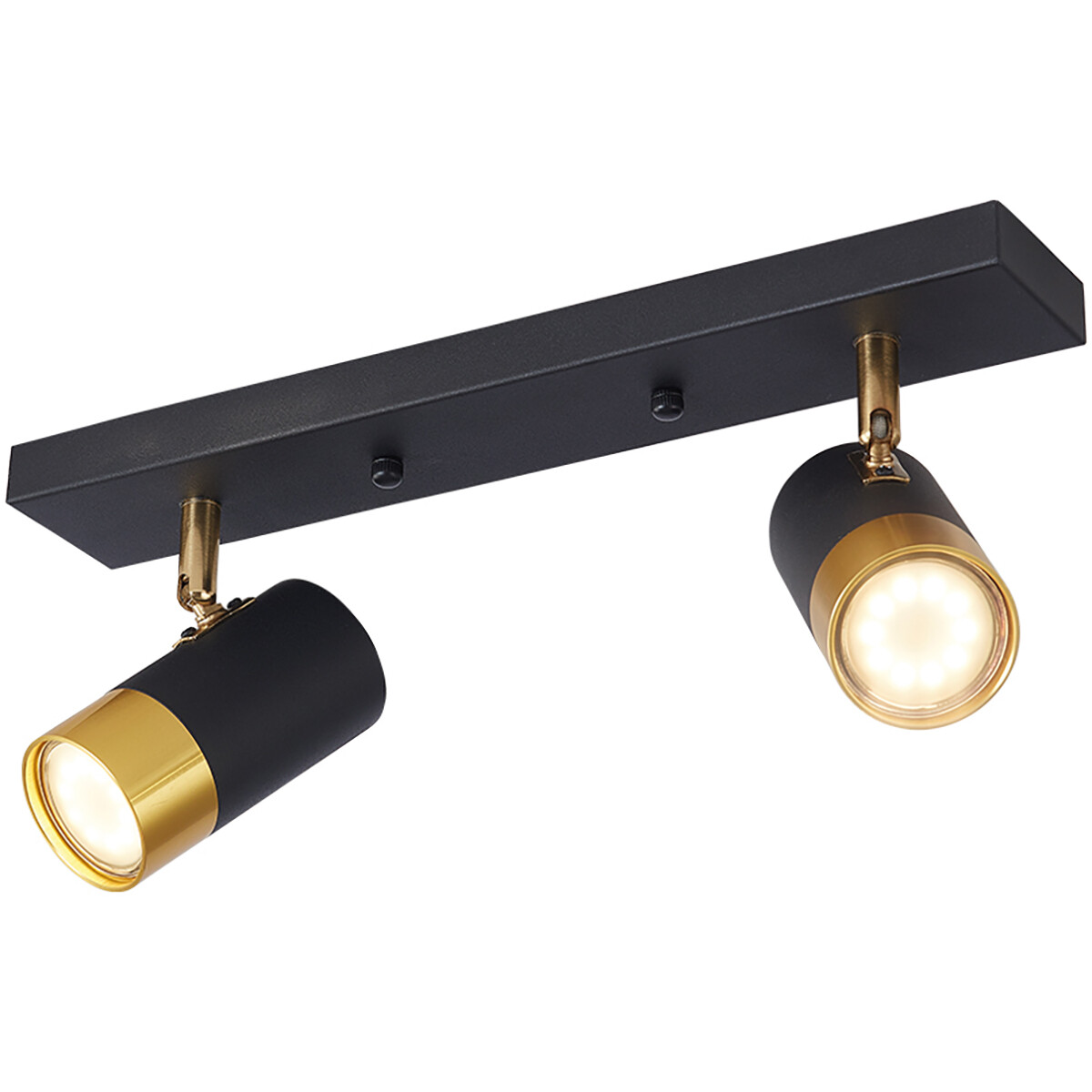 LED-Deckenstrahler - Brinton Tronta - GU10 Fassung - 2-flammig - Schwenkbar - Rund/Rechteckig - Schwarz/Gold