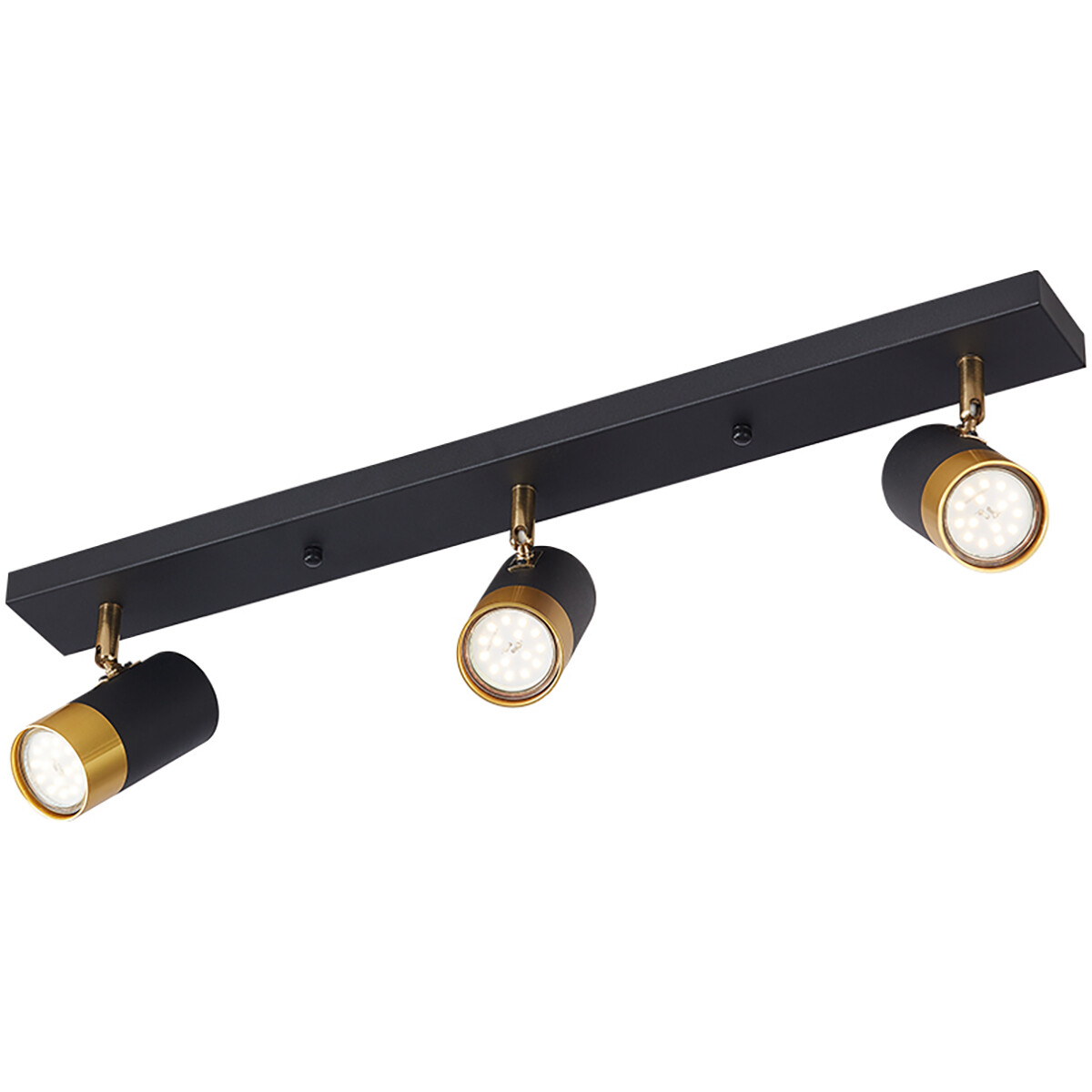 LED-Deckenstrahler - Brinton Tronta - GU10 Fassung - 3-flammig - Schwenkbar - Rund/Rechteckig - Schwarz/Gold