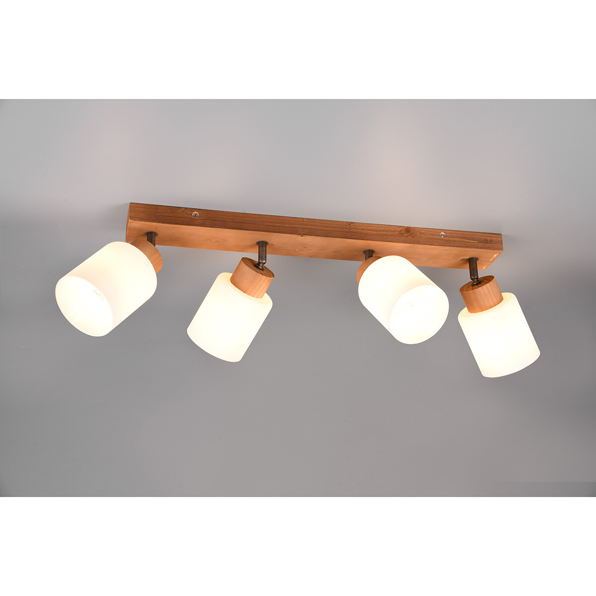 LED Deckenstrahler - Trion Asmara - E14-Fassung - 4-flammig - Rechteckig - Mattbraun - Holz