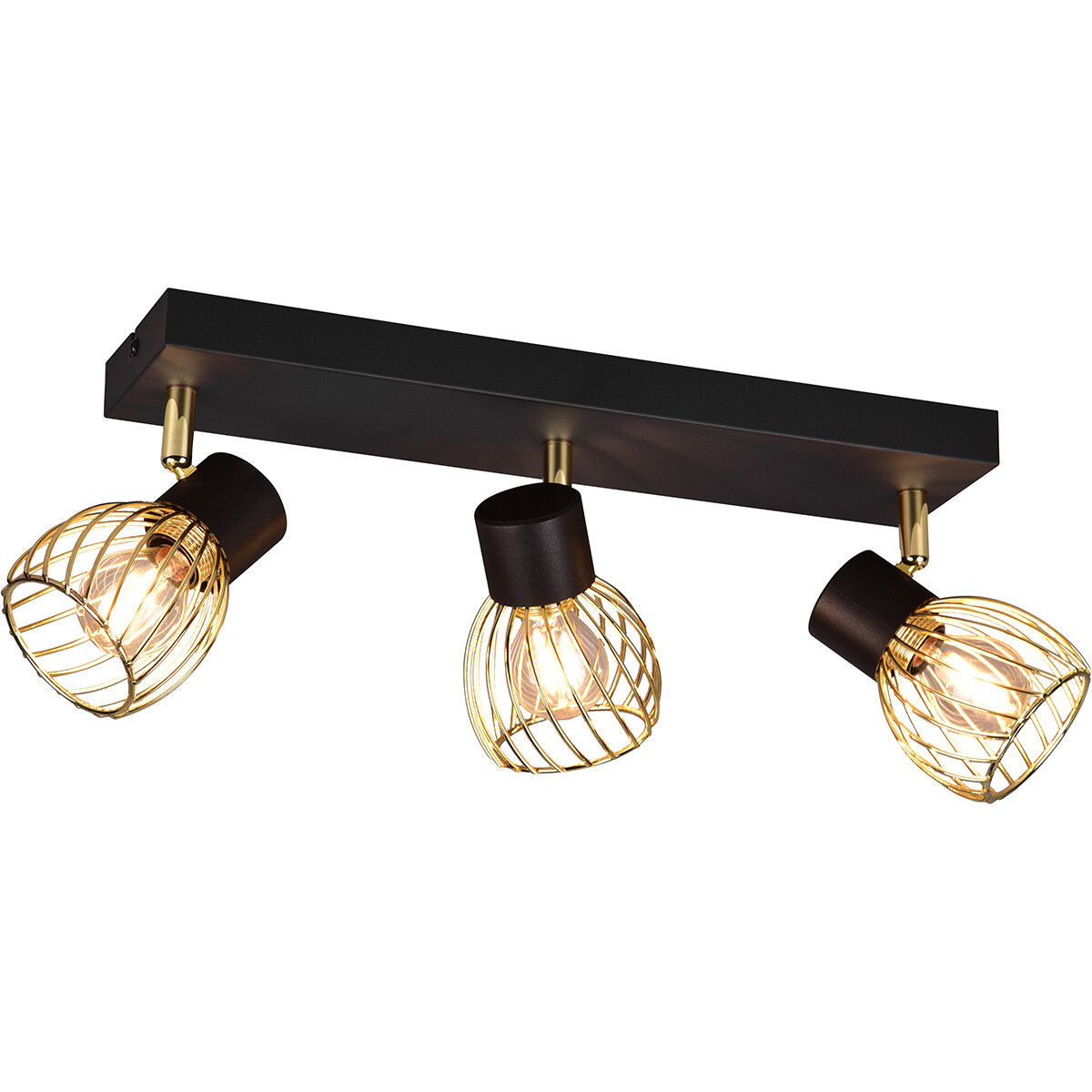 LED Deckenspot - Deckenbeleuchtung - Trion Ordan - E14 Fassung - 3-flammig - Schwarz/Gold