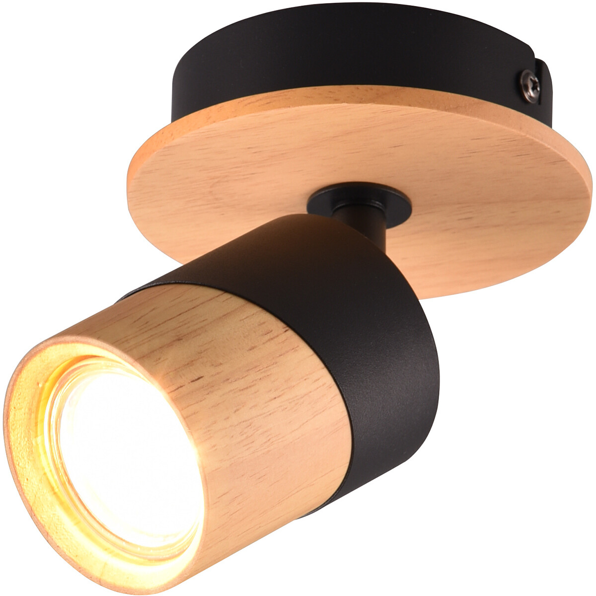 LED-Deckenspot - Trion Arnia - GU10 Fassung - 1-flammig - Rund - Holz/Schwarz - Naturholz