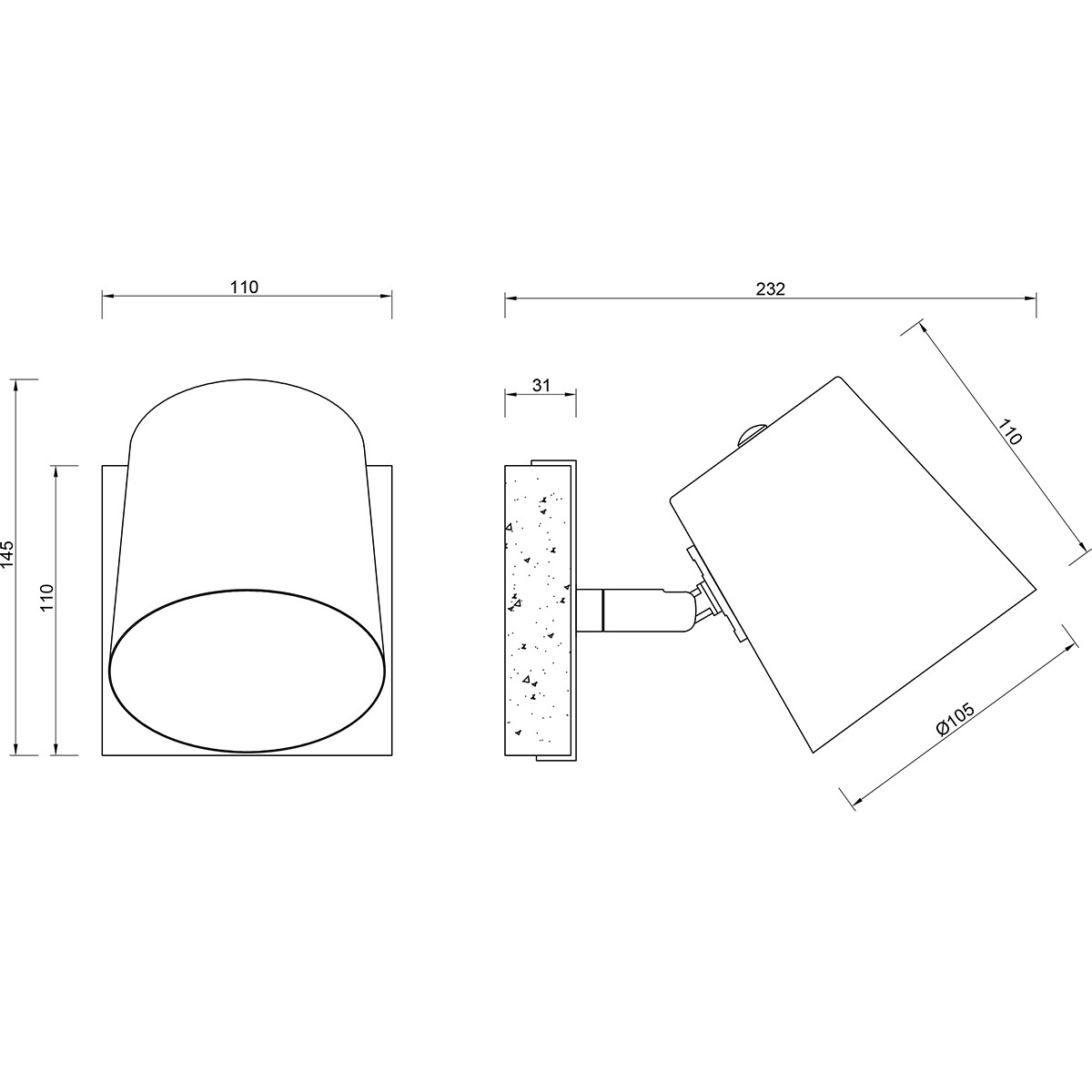 LED Wandspot - Trion Bimm - E14 Fassung - 1-flammig - Rund - Antik Nickel - Aluminium