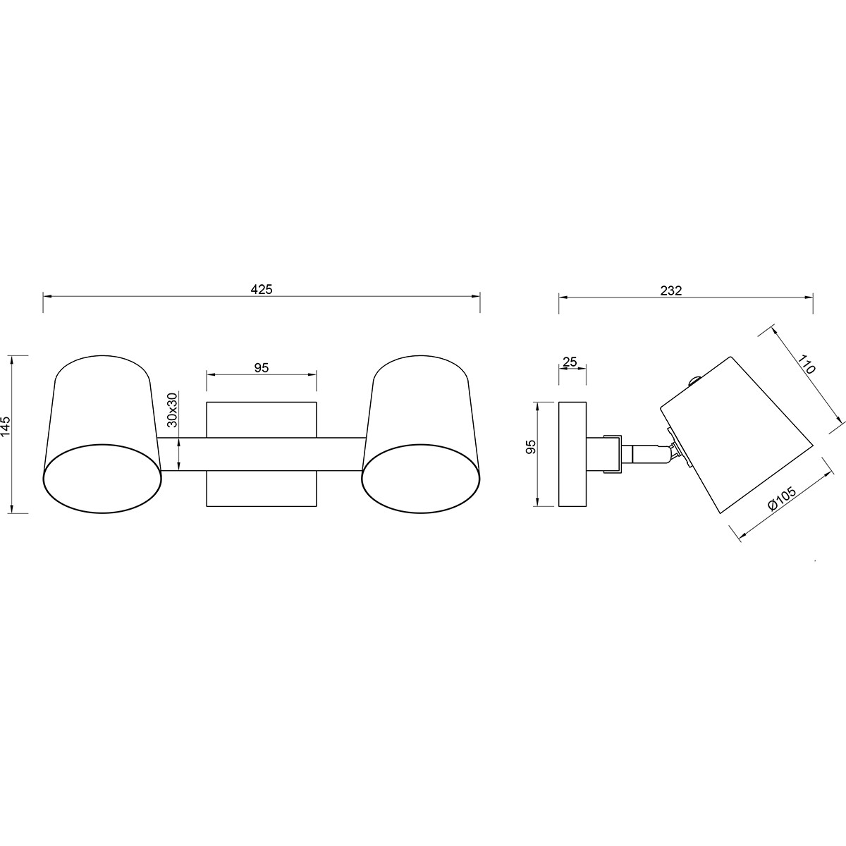 LED Deckenstrahler - Trion Bimm - E14 Fassung - 2-flammig - Rund - Antik Nickel - Aluminium