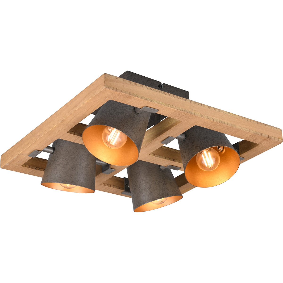 LED Deckenstrahler - Trion Bimm - E14 Fassung - 4-flammig - Rund - Antik Nickel - Aluminium