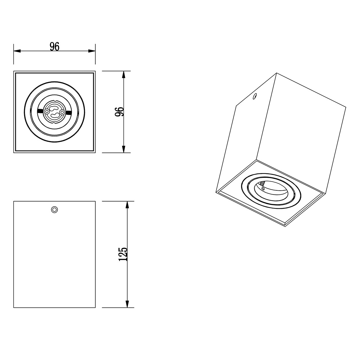 LED Deckenstrahler - Trion Bisqy - GU10 Sockel - 1-flammig - Quadratisch - Mattweiß - Aluminium