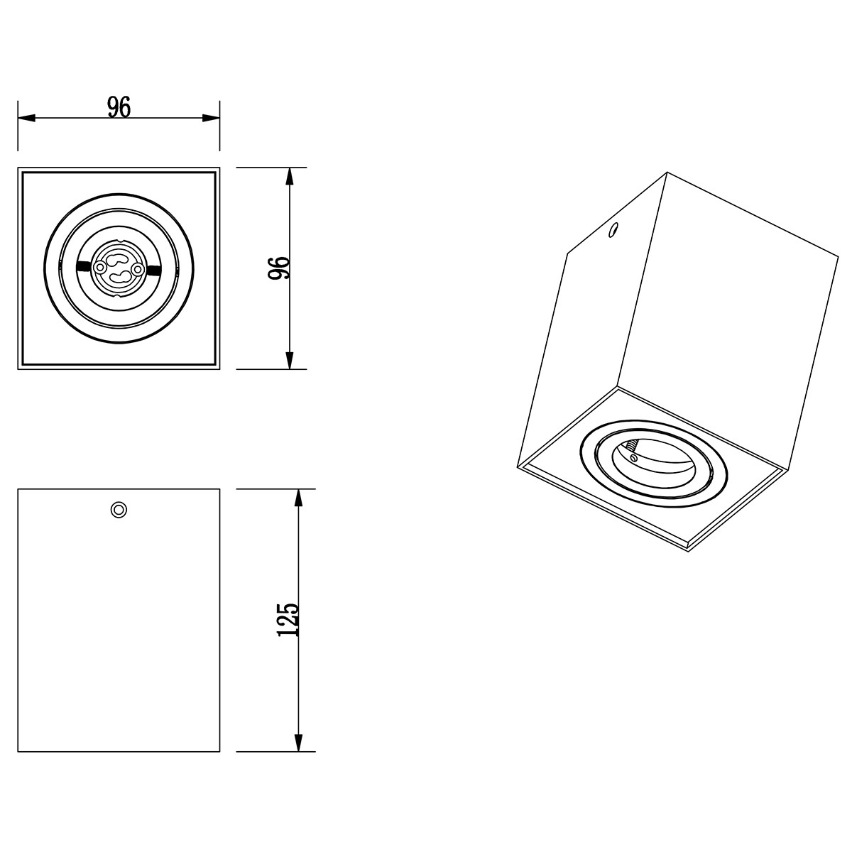 LED Deckenstrahler - Trion Bisqy - GU10 Sockel - 1-flammig - Quadratisch - Mattschwarz - Aluminium