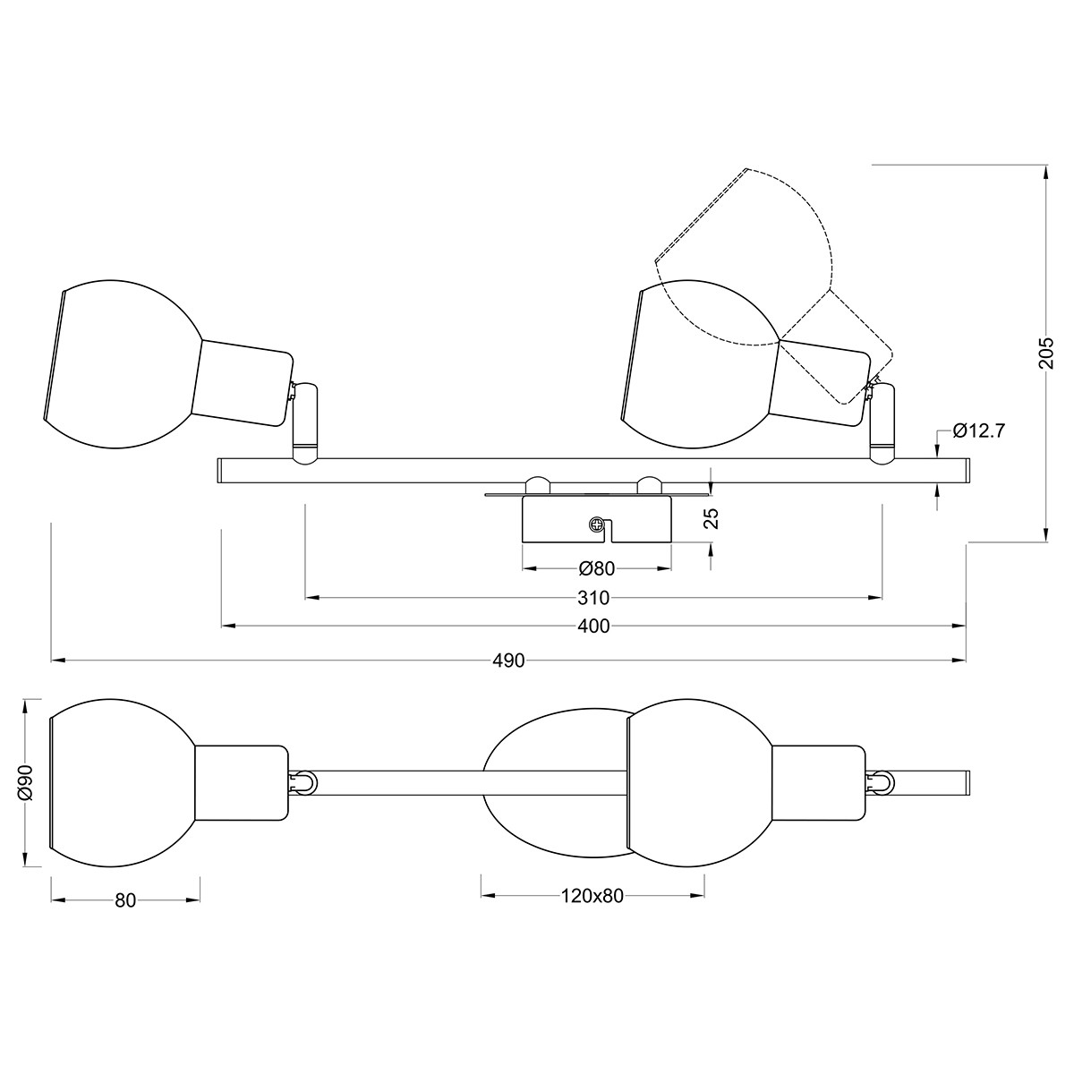 LED Deckenstrahler - Trion Brista - E14 Sockel - 2-flammig - Rund - Chrom - Aluminium