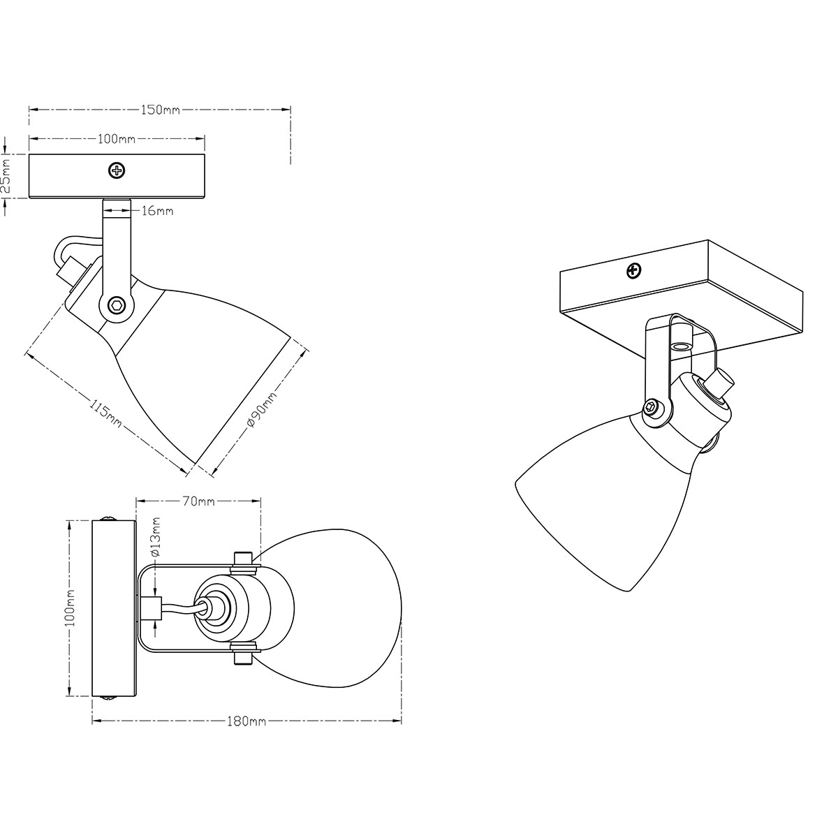 LED Deckenstrahler - Trion Conry - GU10 Sockel - 1-flammig - Quadratisch - Mattgrau Betonoptik - Aluminium