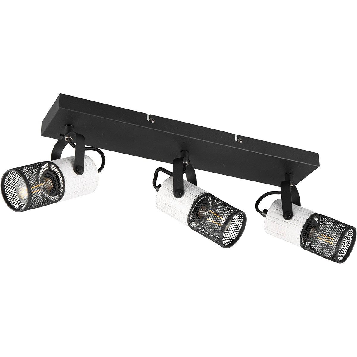 LED Deckenstrahler - Trion Josh - E14 Fassung - 3-Licht - Rund - Schwarz Weiß - Metall