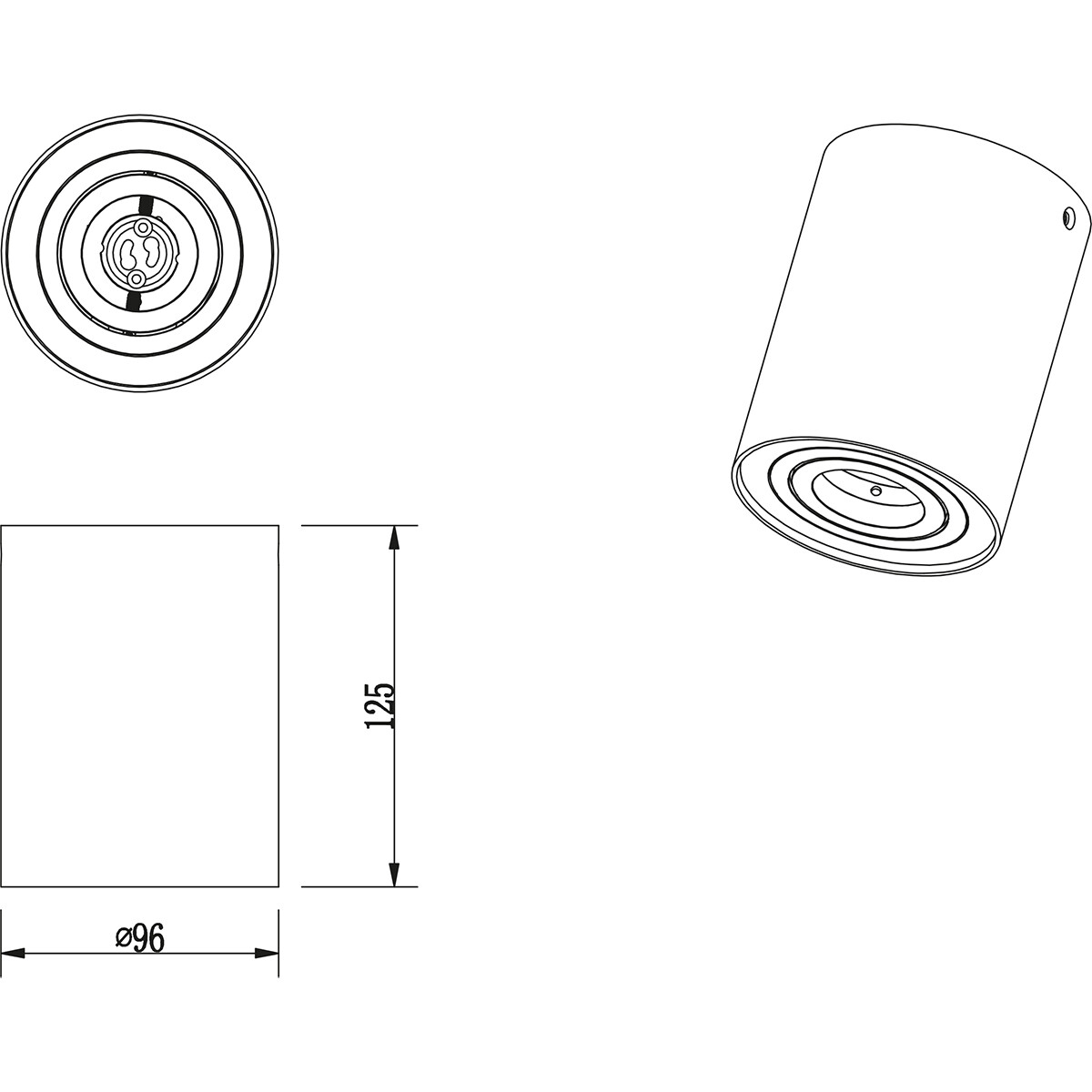 LED Deckenstrahler - Trion Cosmin - GU10 Sockel - Rund - Mattschwarz - Aluminium