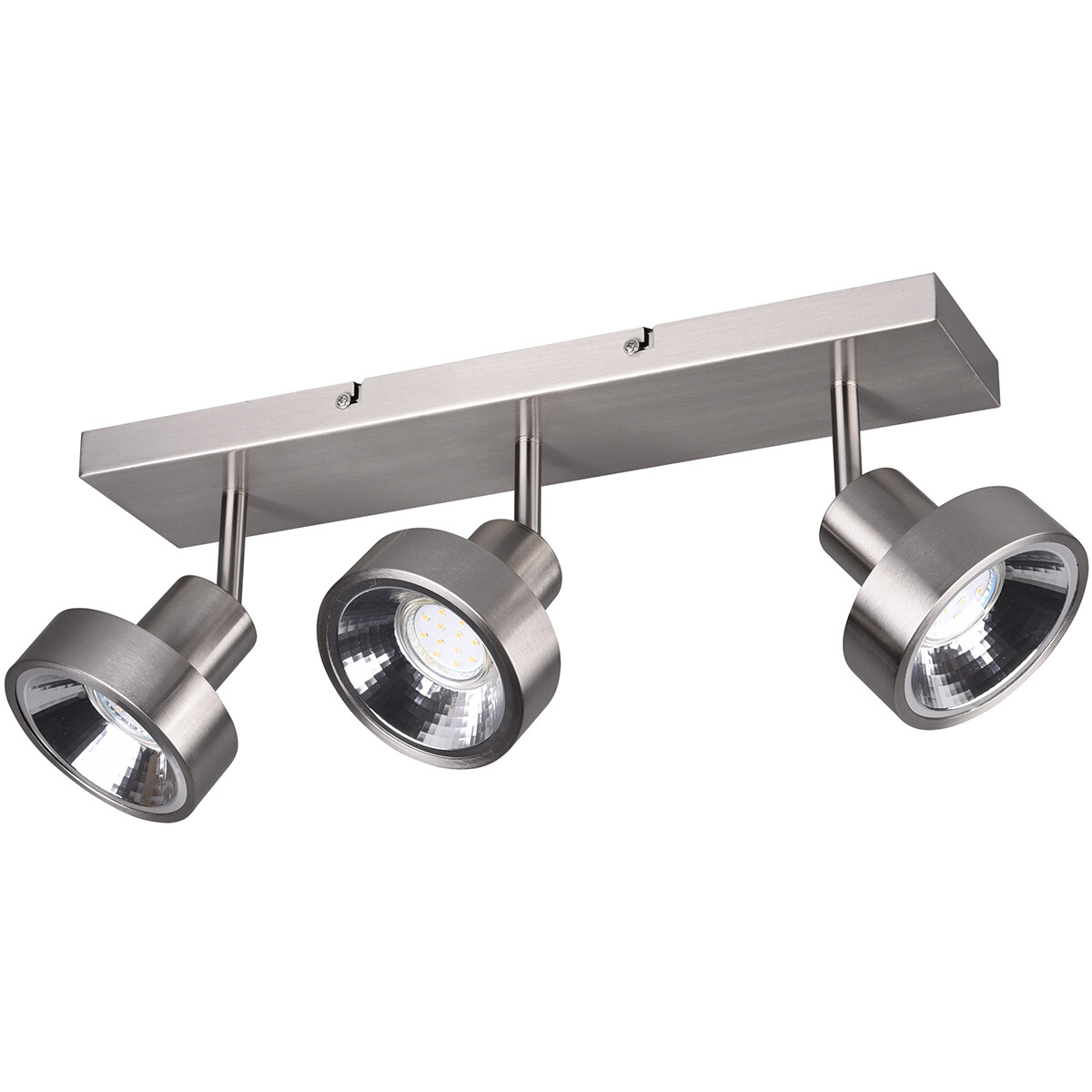 LED Deckenstrahler - Trion Leonida - GU10 Sockel - 3-flammig - Rechteckig - Mattes Nickel - Aluminium