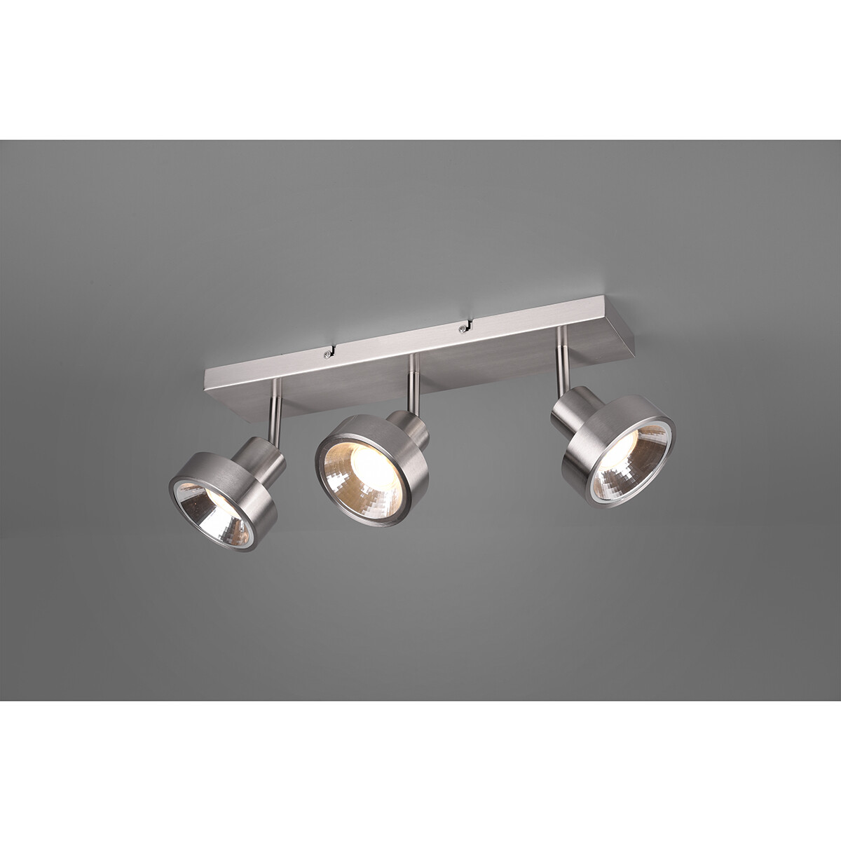 LED Deckenstrahler - Trion Leonida - GU10 Sockel - 3-flammig - Rechteckig - Mattes Nickel - Aluminium