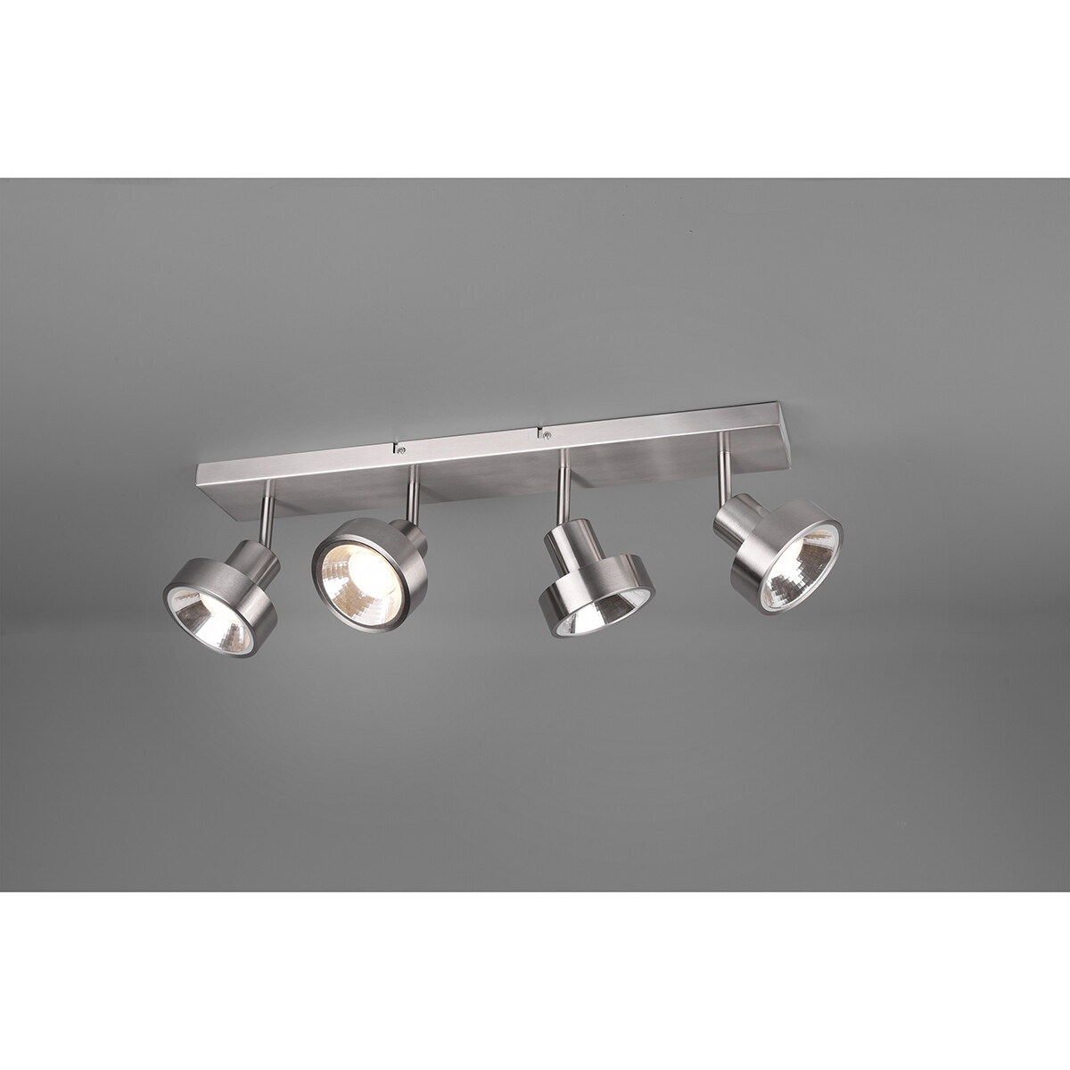 LED Deckenstrahler - Trion Leonida - GU10 Sockel - 4-flammig - Rechteckig - Mattes Nickel - Aluminium