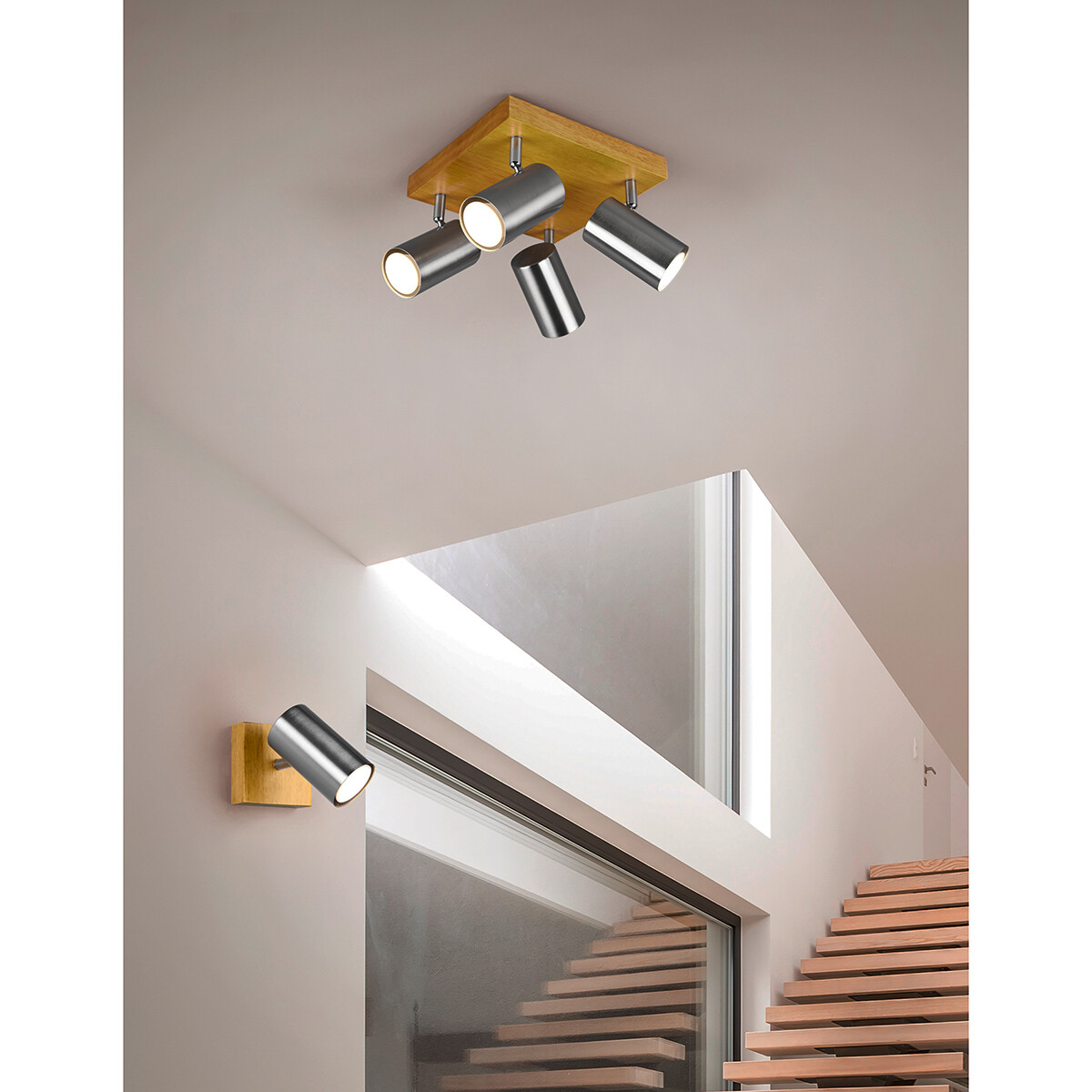 LED Deckenstrahler - Trion Milona - GU10 Fassung - 1-flammig - Rund - Mattnickel - Aluminium