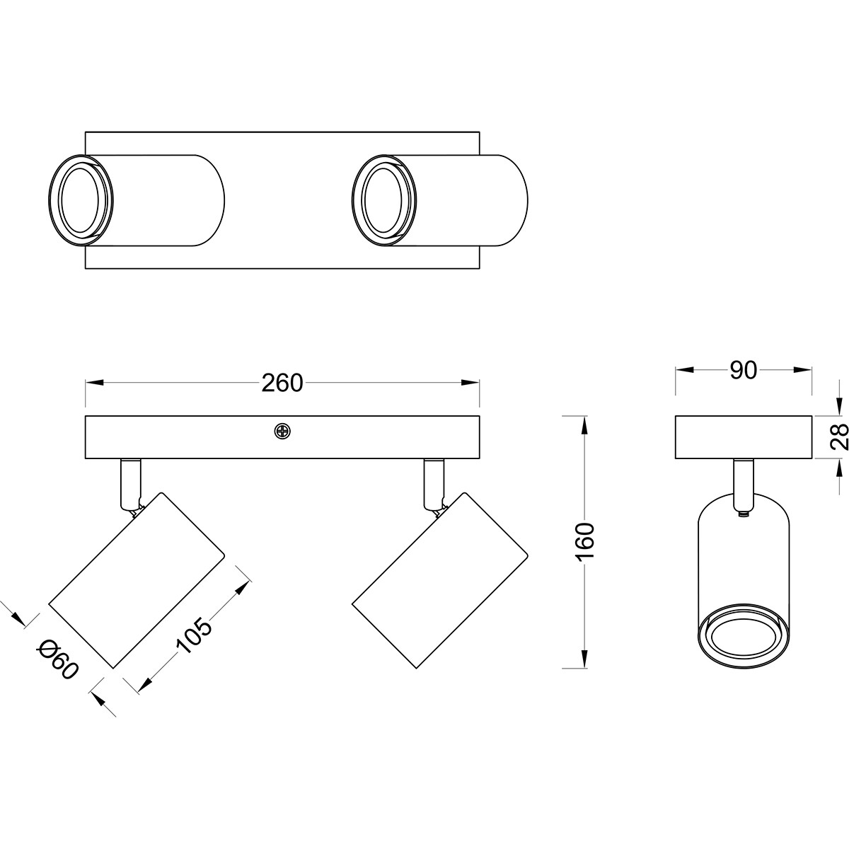 LED Deckenstrahler - Trion Milona - GU10 Fassung - 2-flammig - Rund - Mattnickel - Aluminium