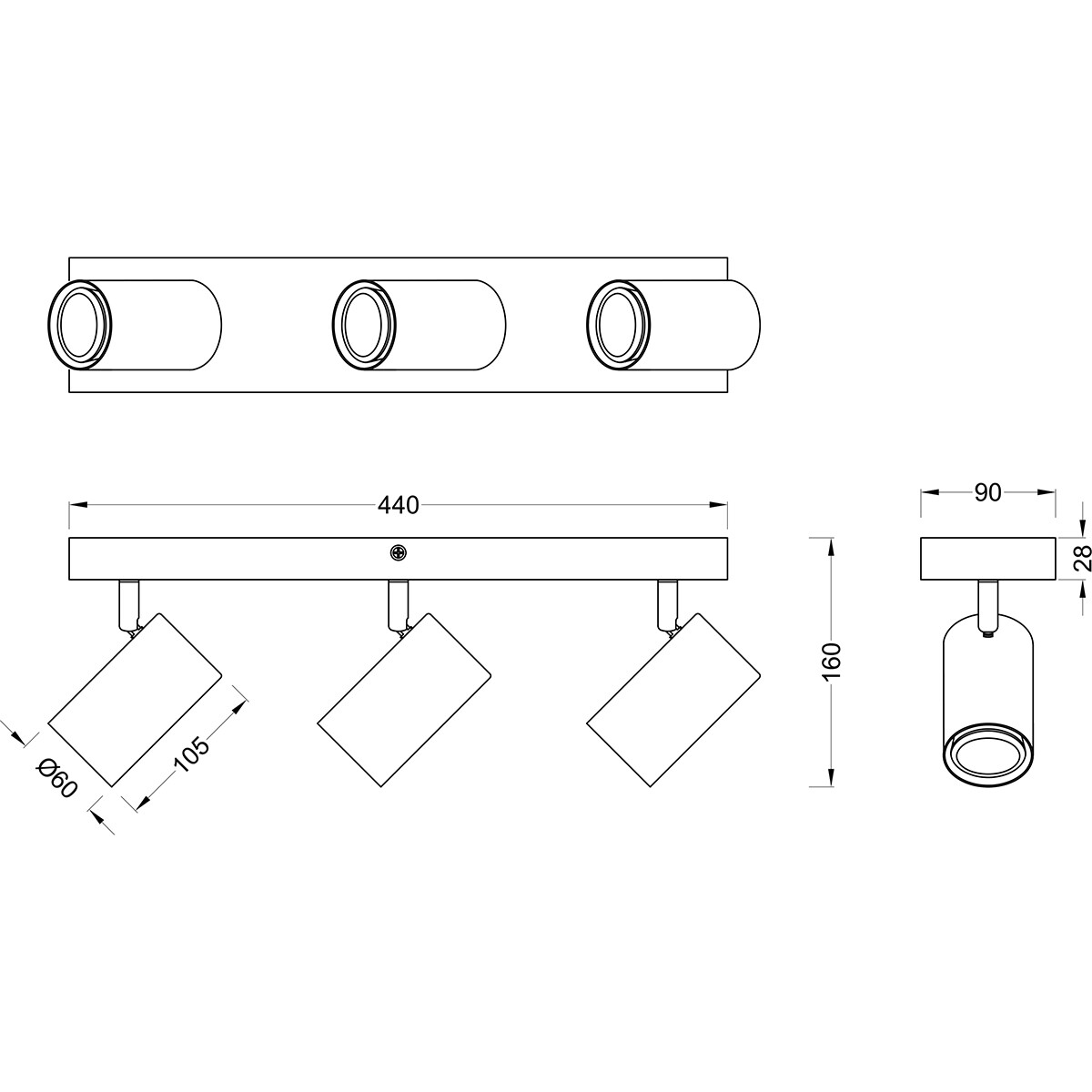 LED Deckenstrahler - Trion Milona - GU10 Fassung - 3-flammig - Rund - Mattnickel - Aluminium