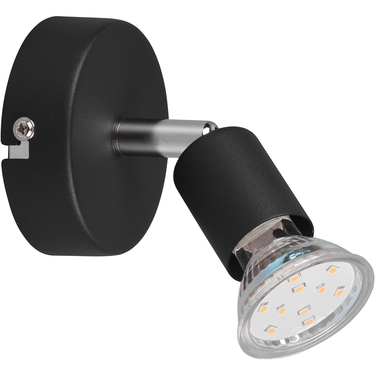 LED Wandspot - Trion Pamo - GU10 Fassung - 1-flammig - Rund - Matt Schwarz - Aluminium