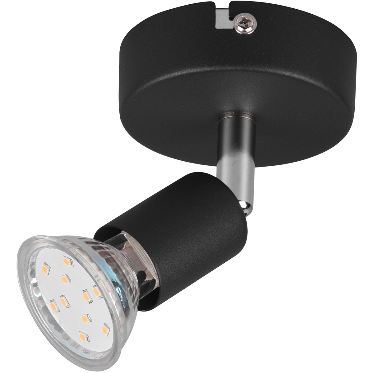 LED Wandspot - Trion Pamo - GU10 Fassung - 1-flammig - Rund - Matt Schwarz - Aluminium