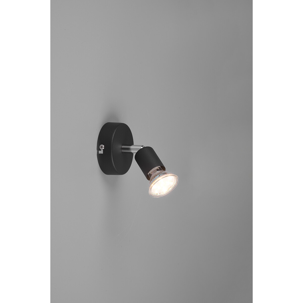 LED Wandspot - Trion Pamo - GU10 Fassung - 1-flammig - Rund - Matt Schwarz - Aluminium