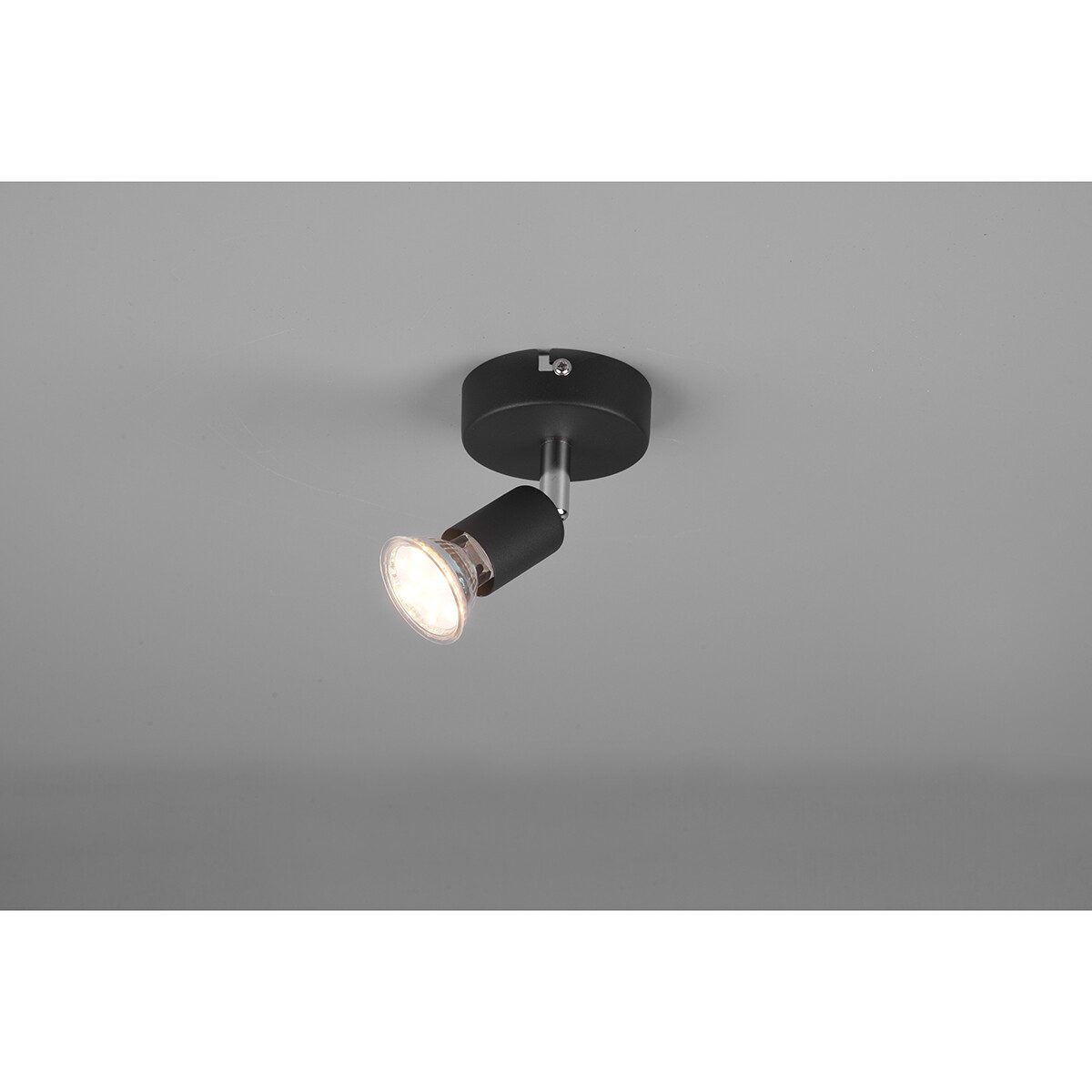 LED Wandspot - Trion Pamo - GU10 Fassung - 1-flammig - Rund - Matt Schwarz - Aluminium