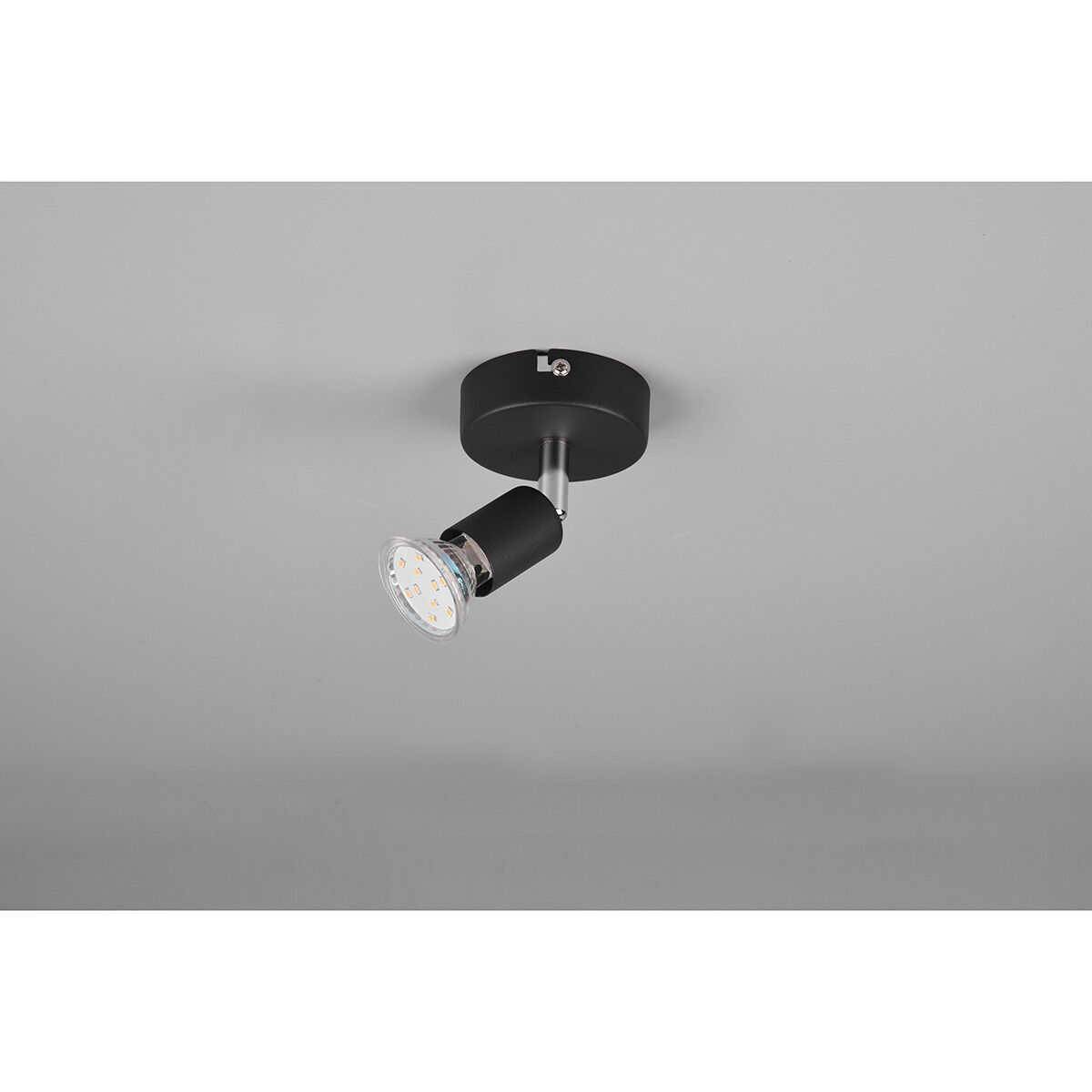 LED Wandspot - Trion Pamo - GU10 Fassung - 1-flammig - Rund - Matt Schwarz - Aluminium