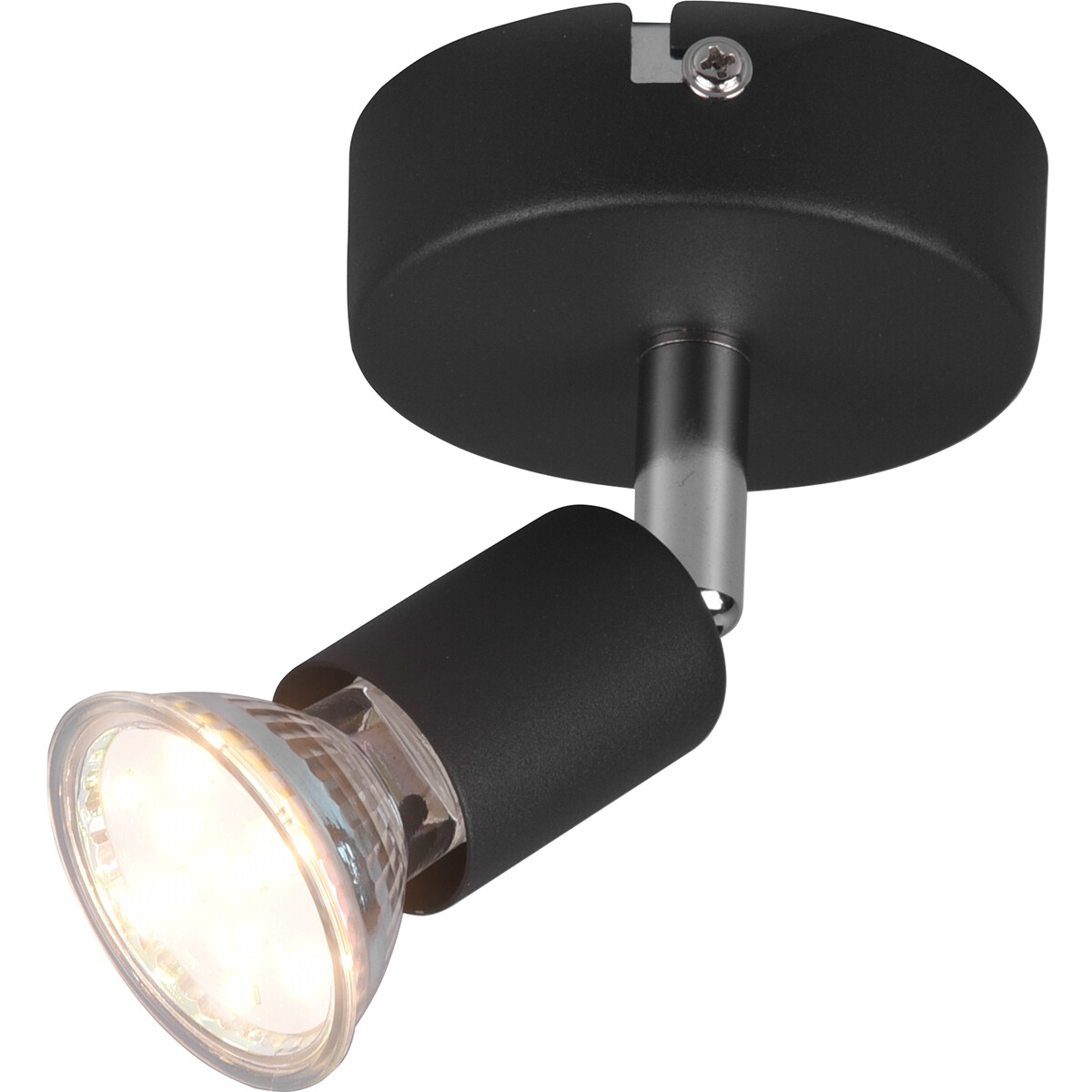 LED Wandspot - Trion Pamo - GU10 Fassung - 1-flammig - Rund - Matt Schwarz - Aluminium