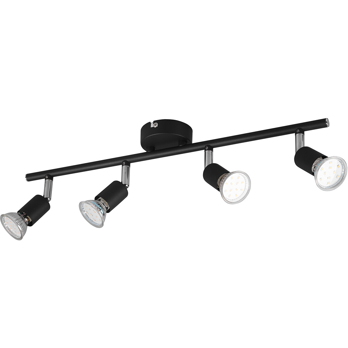 LED Deckenstrahler - Trion Pamo - GU10 Fassung - 4-flammig - Rund - Matt Schwarz - Aluminium