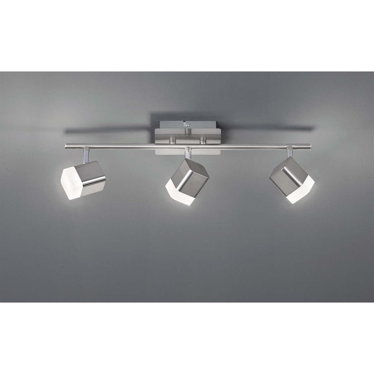 LED Deckenstrahler - Trion Ribon - 12W - Warmweiß 3000K - 3-flammig - Reckechtig - Matt Nickel - Aluminium