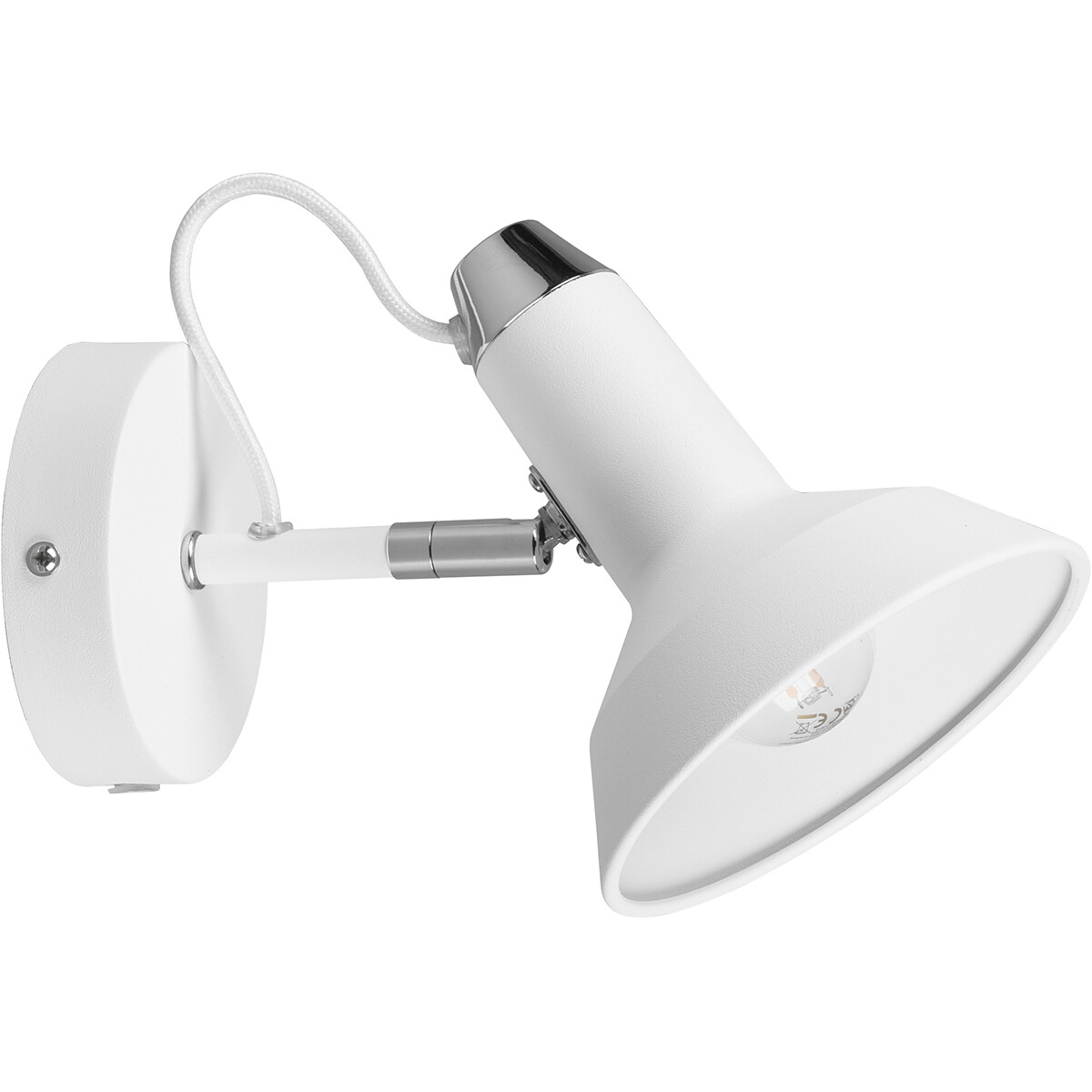 LED Wandspot - Trion Rollo - E14 Fassung - 1-flammig - Rund - Matt Weiß - Aluminium