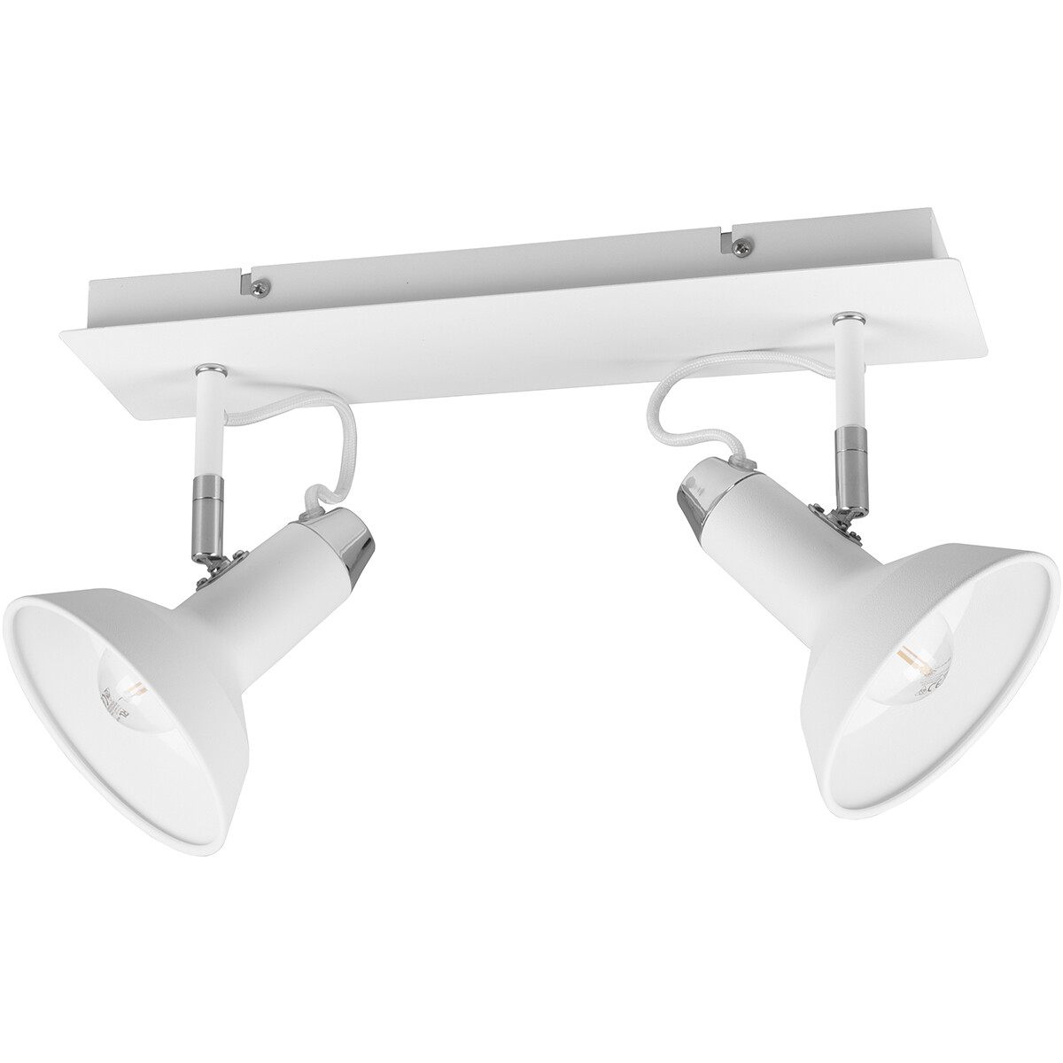 LED Deckenstrahler - Trion Rollo - E14-Fassung - 2-flammig - Rechteckig - Matt Weiß - Aluminium