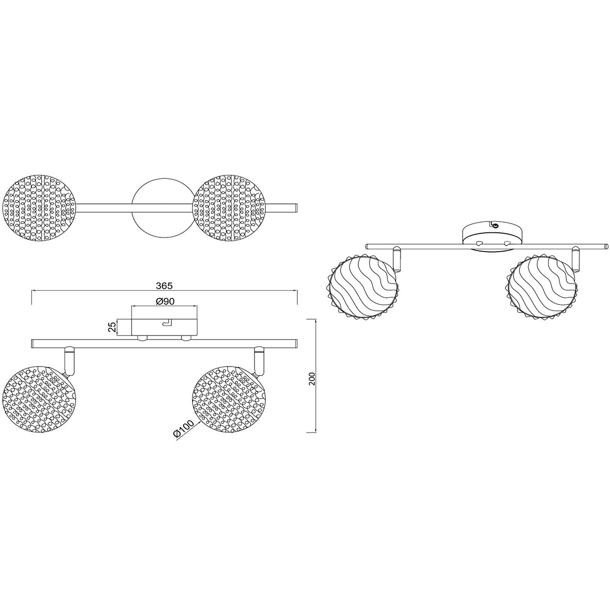 LED Deckenstrahler - Trion Ware - G9 Sockel - 2-flammig - Rechteckig - Glänzend Chrom - Aluminium