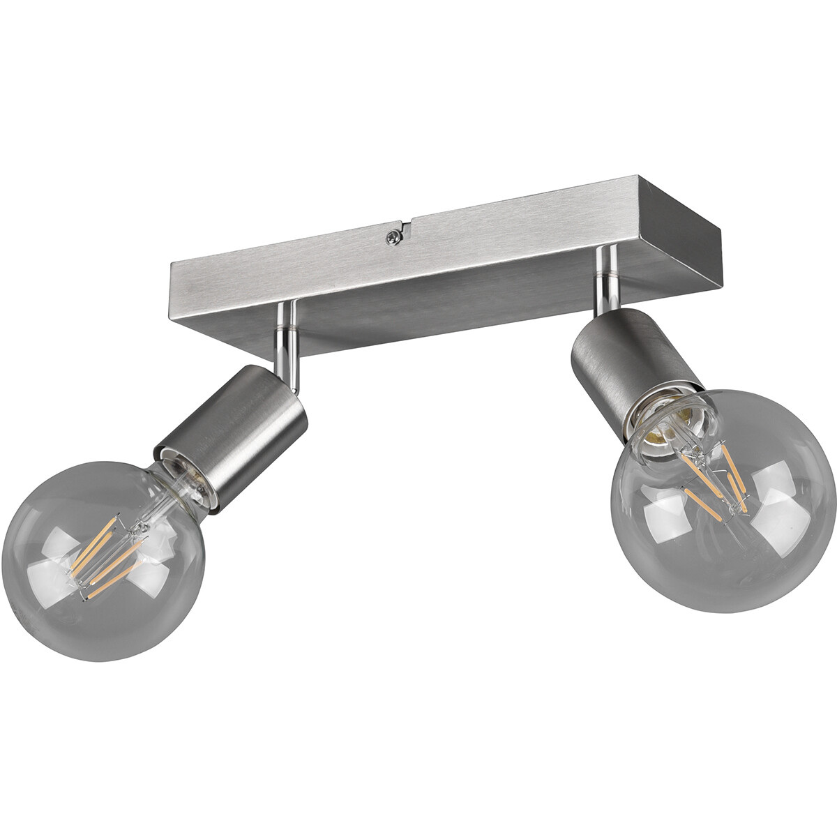 LED Deckenstrahler - Trion Zuncka - E27-Fassung - 2-flammig - Rechteckig - Matt-Nickel - Aluminium