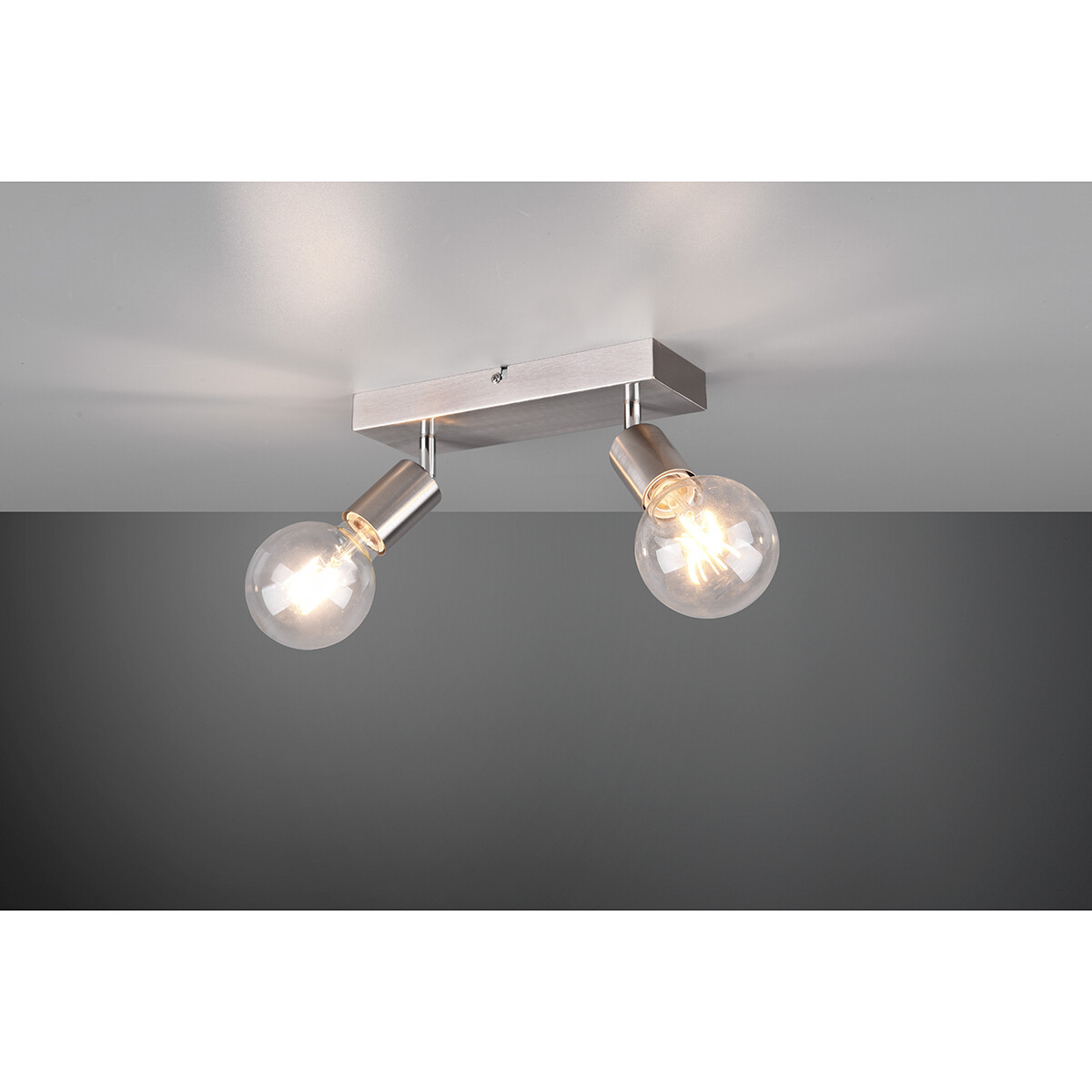 LED Deckenstrahler - Trion Zuncka - E27-Fassung - 2-flammig - Rechteckig - Matt-Nickel - Aluminium