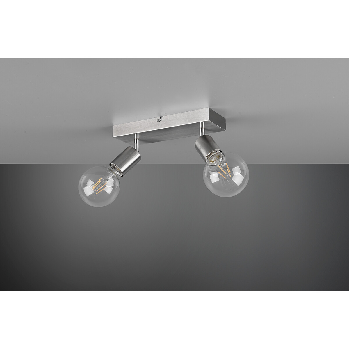 LED Deckenstrahler - Trion Zuncka - E27-Fassung - 2-flammig - Rechteckig - Matt-Nickel - Aluminium