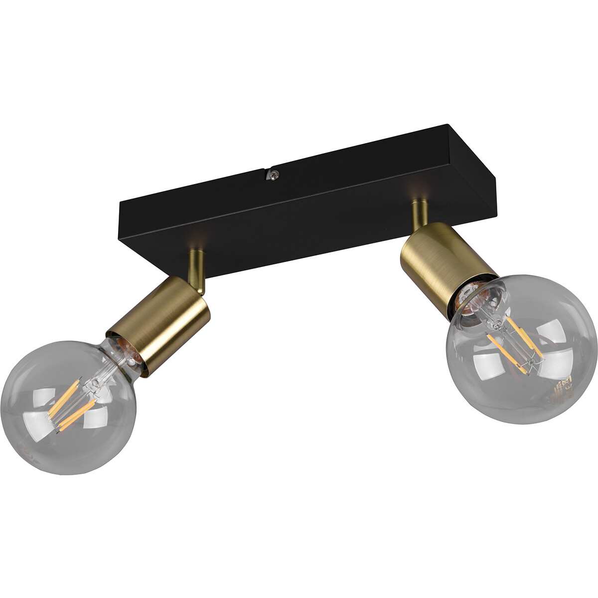 LED Deckenstrahler - Trion Zuncka - E27-Fassung - 2-flammig - Rechteckig - Matt Schwarz/Gold - Aluminium