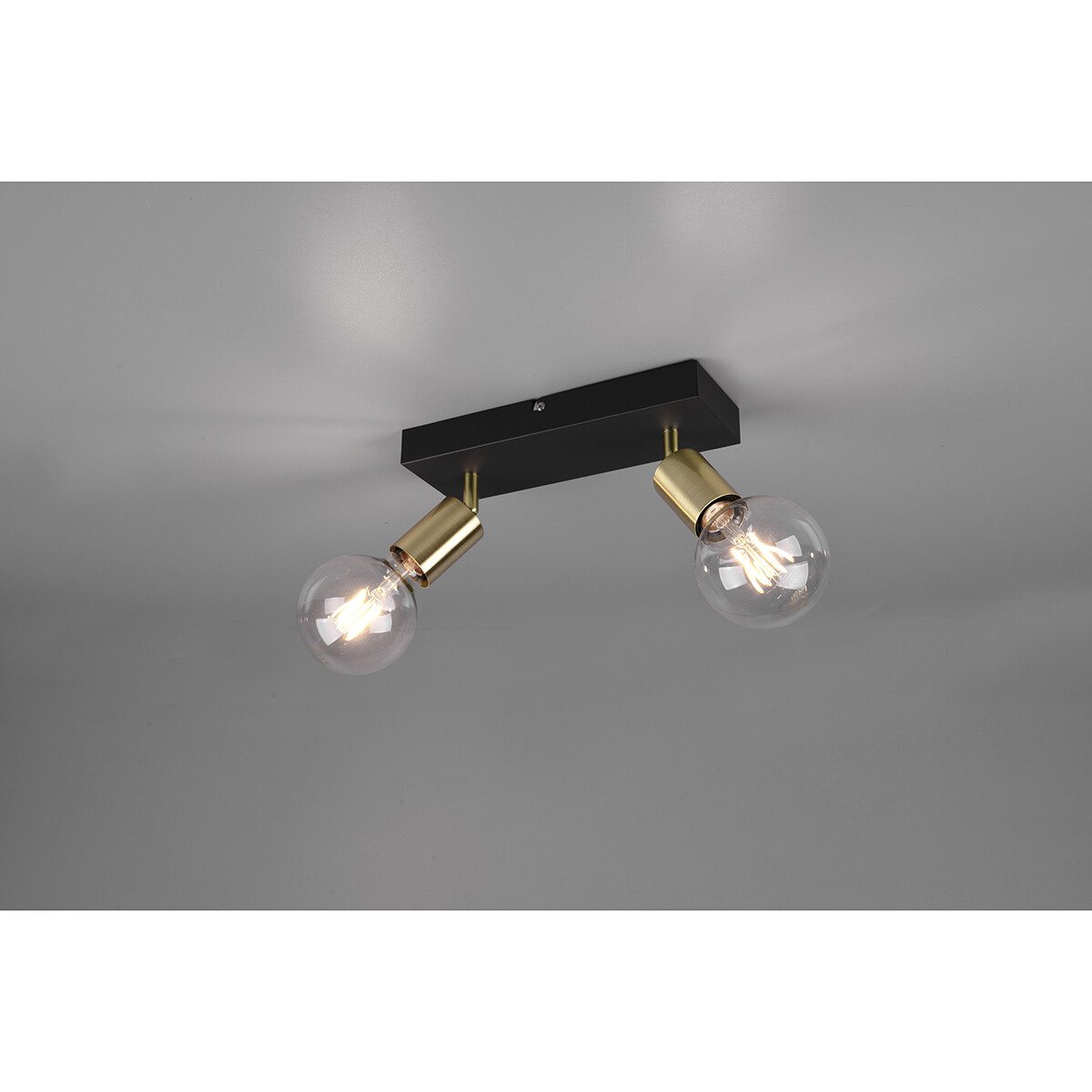 LED Deckenstrahler - Trion Zuncka - E27-Fassung - 2-flammig - Rechteckig - Matt Schwarz/Gold - Aluminium