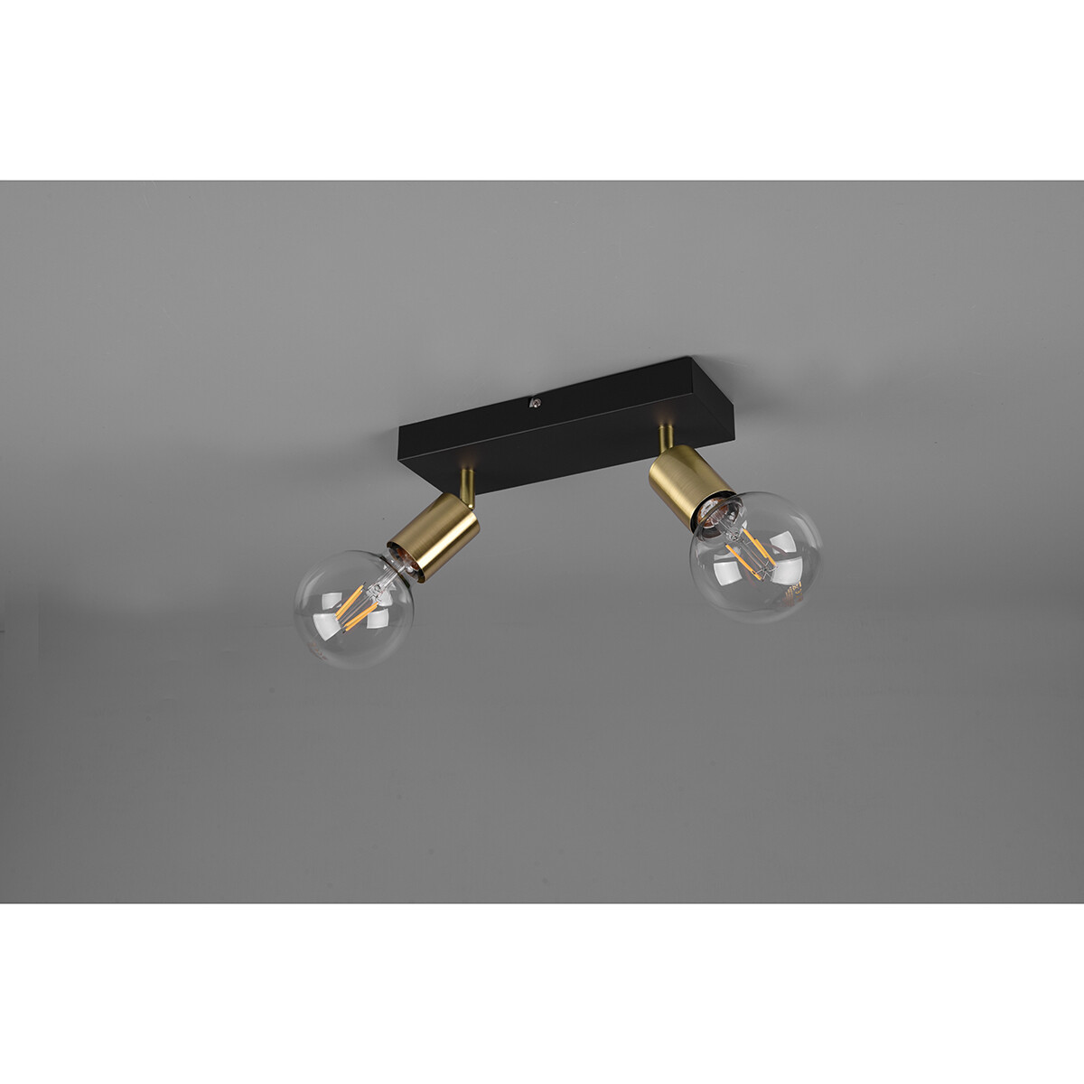 LED Deckenstrahler - Trion Zuncka - E27-Fassung - 2-flammig - Rechteckig - Matt Schwarz/Gold - Aluminium