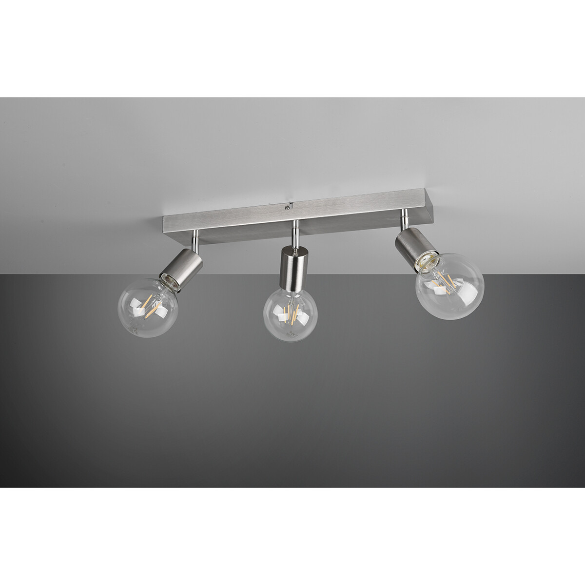 LED Deckenstrahler - Trion Zuncka - E27-Fassung - 3-flammig - Rechteckig - Matt Nickel - Aluminium