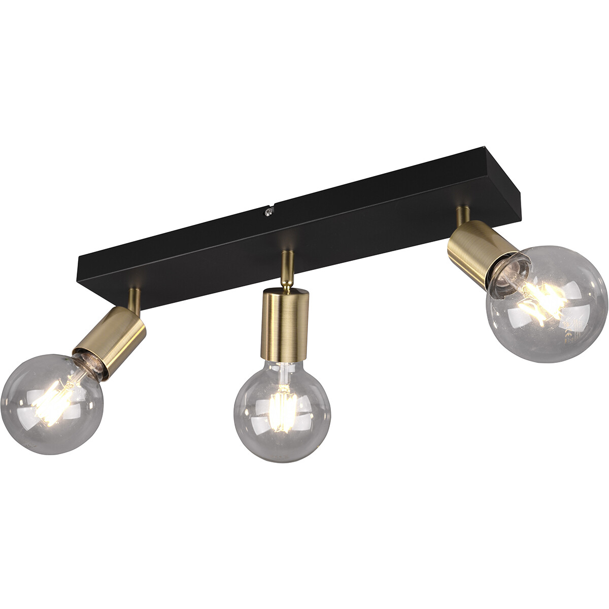 LED Deckenstrahler - Trion Zuncka - E27-Fassung - 3-flammig - Rechteckig - Matt Schwarz/Gold - Aluminium