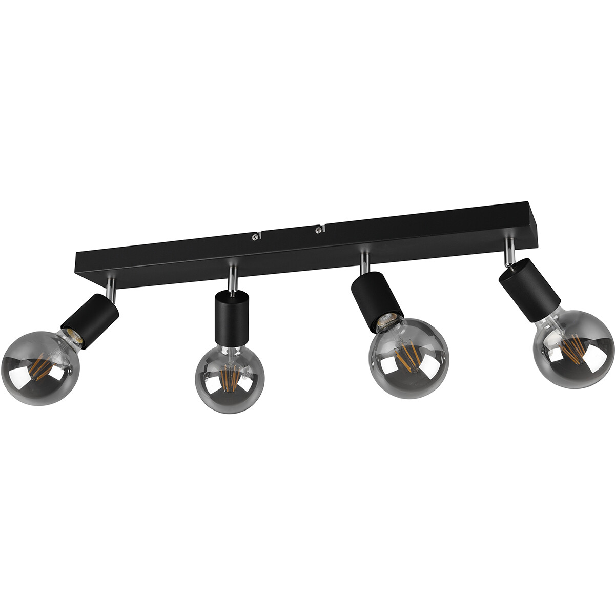 LED Deckenstrahler - Trion Zuncka - E27-Fassung - 4-flammig - Rechteckig - Matt Schwarz - Aluminium