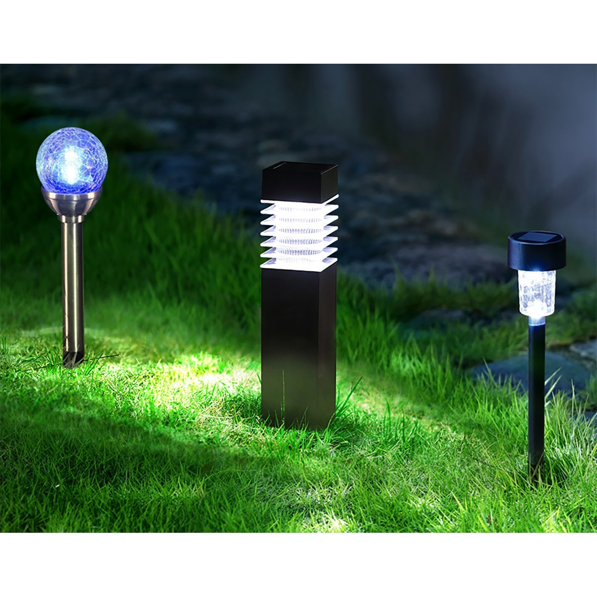 LED Erdspießlampe mit Solar - Aigi Alinas - 0.08W - Warmweiß 3000K - Silber - Kunststoff