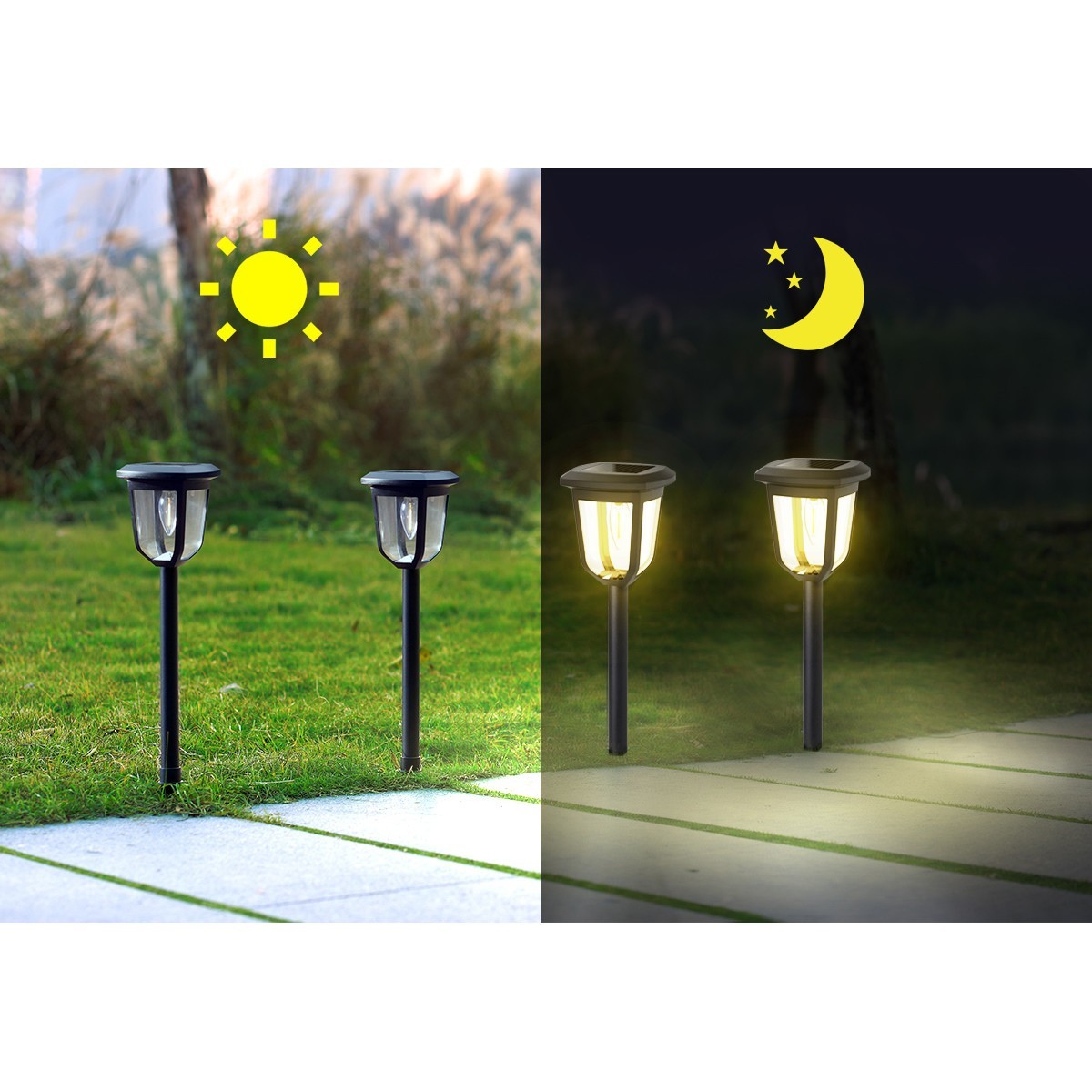 LED Erdspießlampe mit Solar - Aigi Alinas - 0.08W - Warmweiß 3000K - Silber - Kunststoff